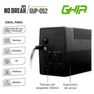 Foto 3 | No Break Interactivo de 520va/240w Ghia Gup-052 color Negro con 4 Contactos