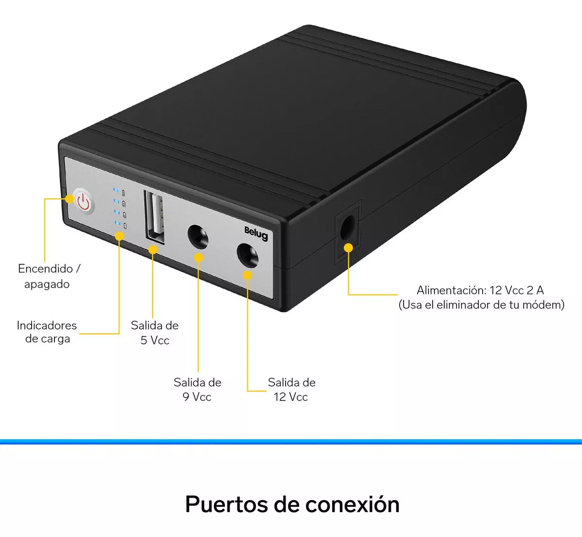 Foto 4 | Mini No Break (ups) Para Módem 390 Min De Respaldo 8 800 Mah Negro Belug