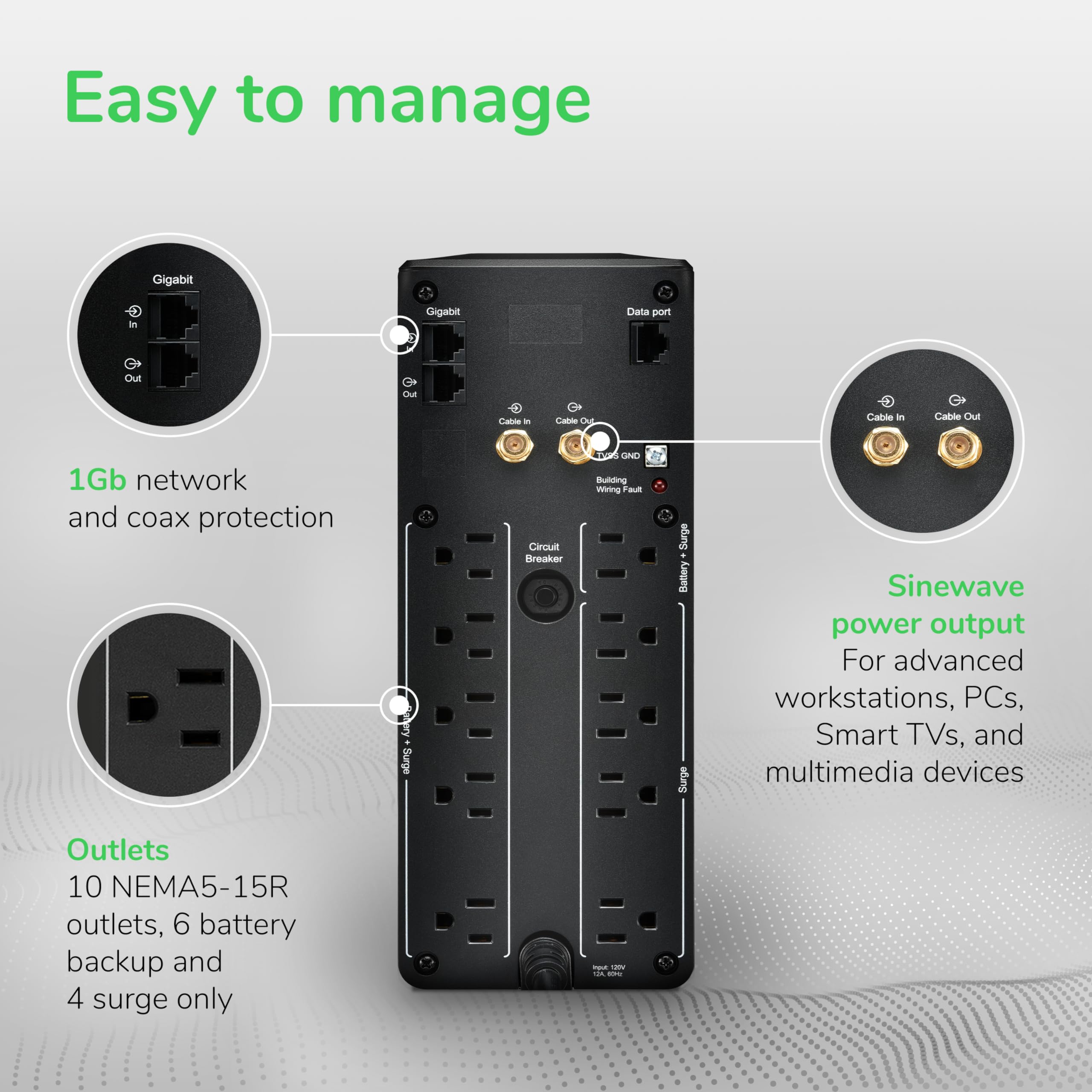 Foto 5 pulgar | Ups Apc Br1500ms2 De Onda Sinusoidal De 1500 Va Con Avr, 10 Salidas Y 2 Usb - Venta Internacional.