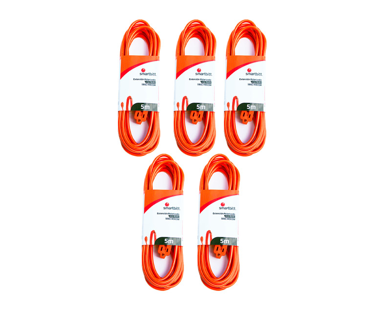 Foto 2 pulgar | Kit De 5 Extensiones Smartbitt Uso Rudo 5 Metros Color Naranja