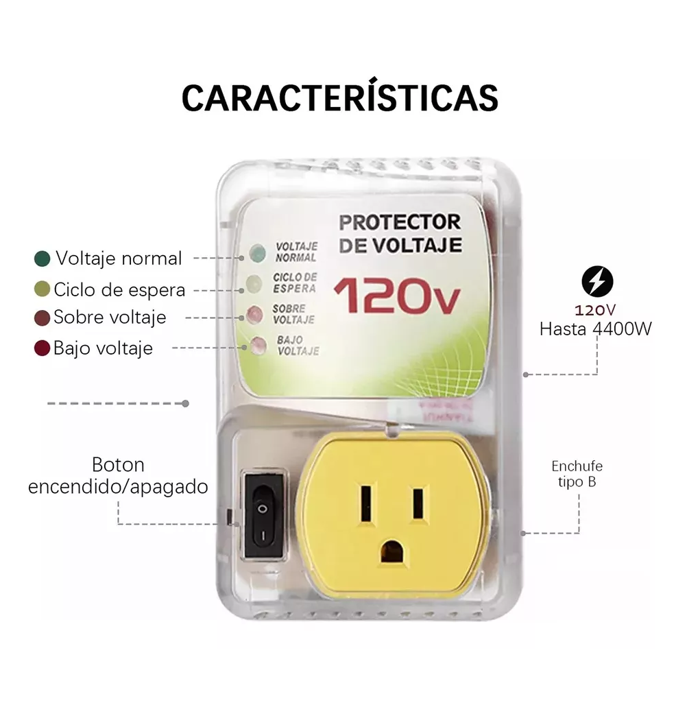 Foto 5 pulgar | Protector De Voltaje Jm2480 120v 2400w Supresor Electrodomesticos Color Blanco