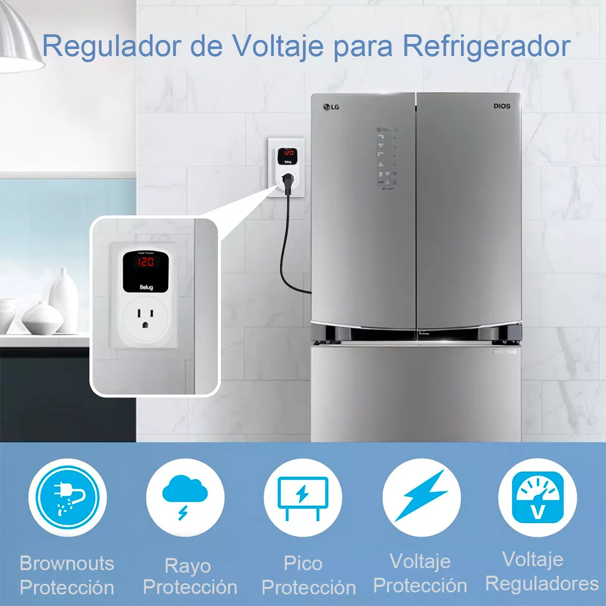 Foto 4 pulgar | Protector de Voltaje Para Refrigerador Regulador Lavadora Tv Blanco