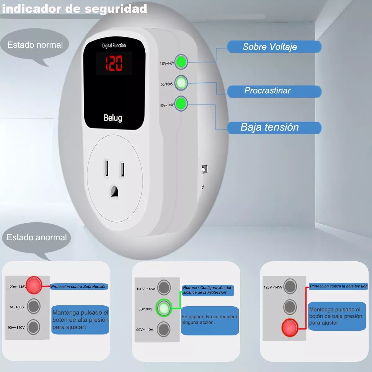 Foto 5 pulgar | Protector de Voltaje Para Refrigerador Regulador Lavadora Tv Blanco