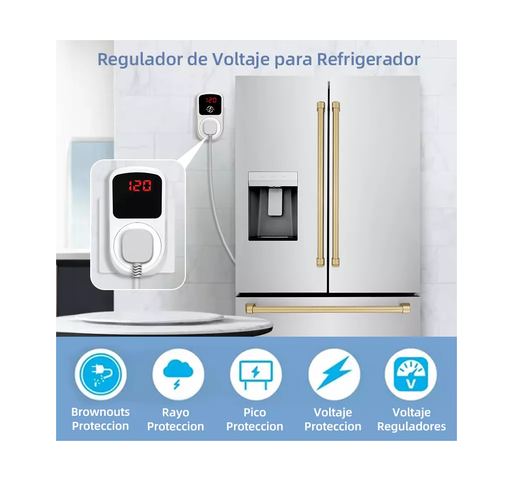 Foto 3 pulgar | Protector De Voltaje Para Refrigerador Regulador Lavadora Tv Blanco