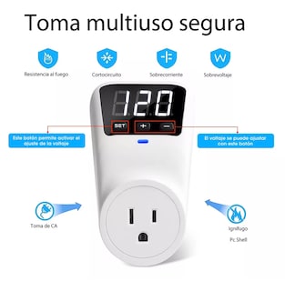Foto 2 | Regulador De Voltaje Protector Led Ajustable 80v-140v 1800va Blanco Con Negro