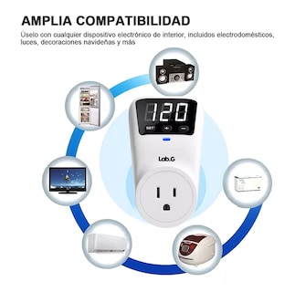Foto 5 | Regulador De Voltaje Lab.g Protector Led Ajustable 80v-140v 1800va Blanco Con Negro