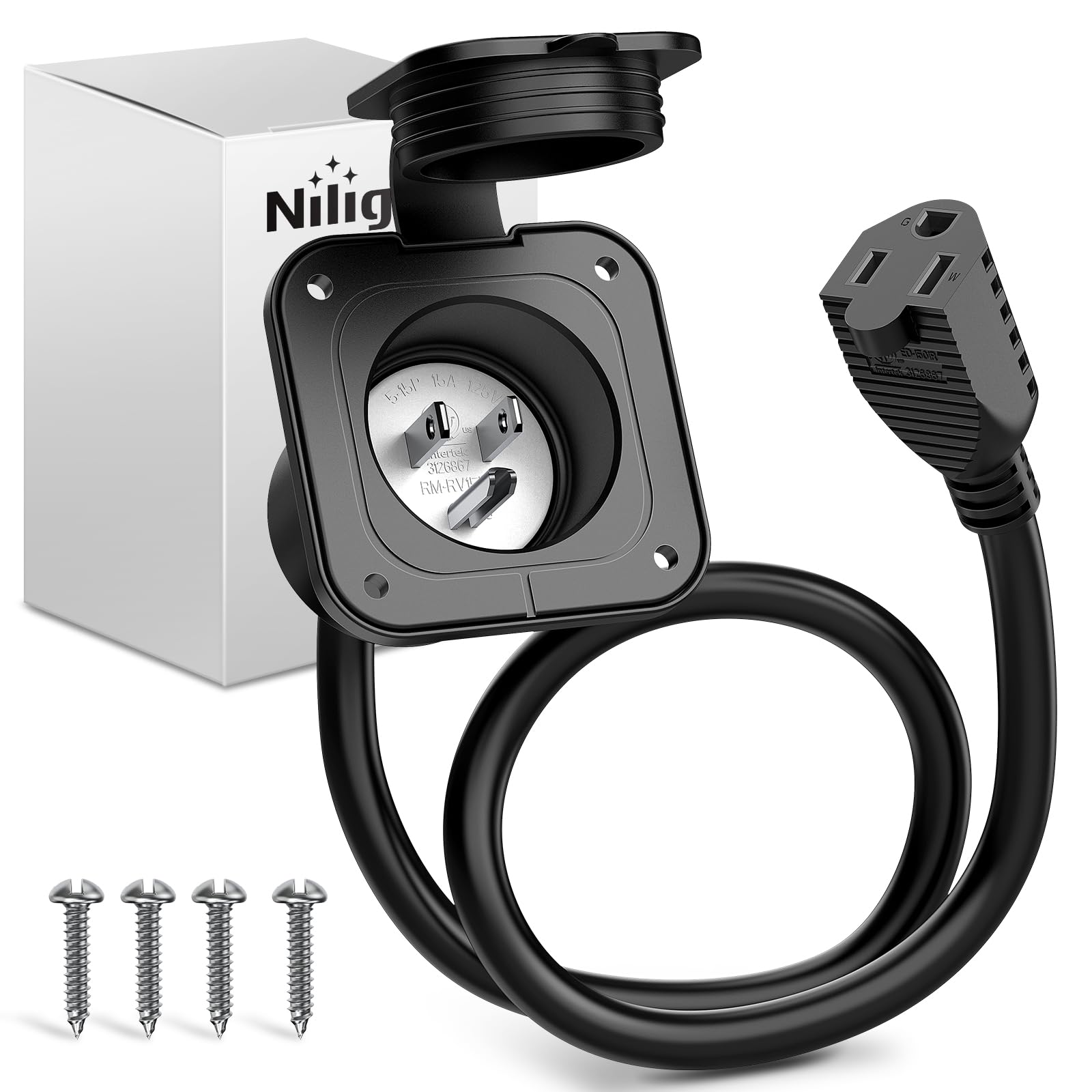 Entrada Con Brida Rv Power Nilight, 15 A, 125 V, Puerto Ac Con Cable Etl - Venta Internacional.
