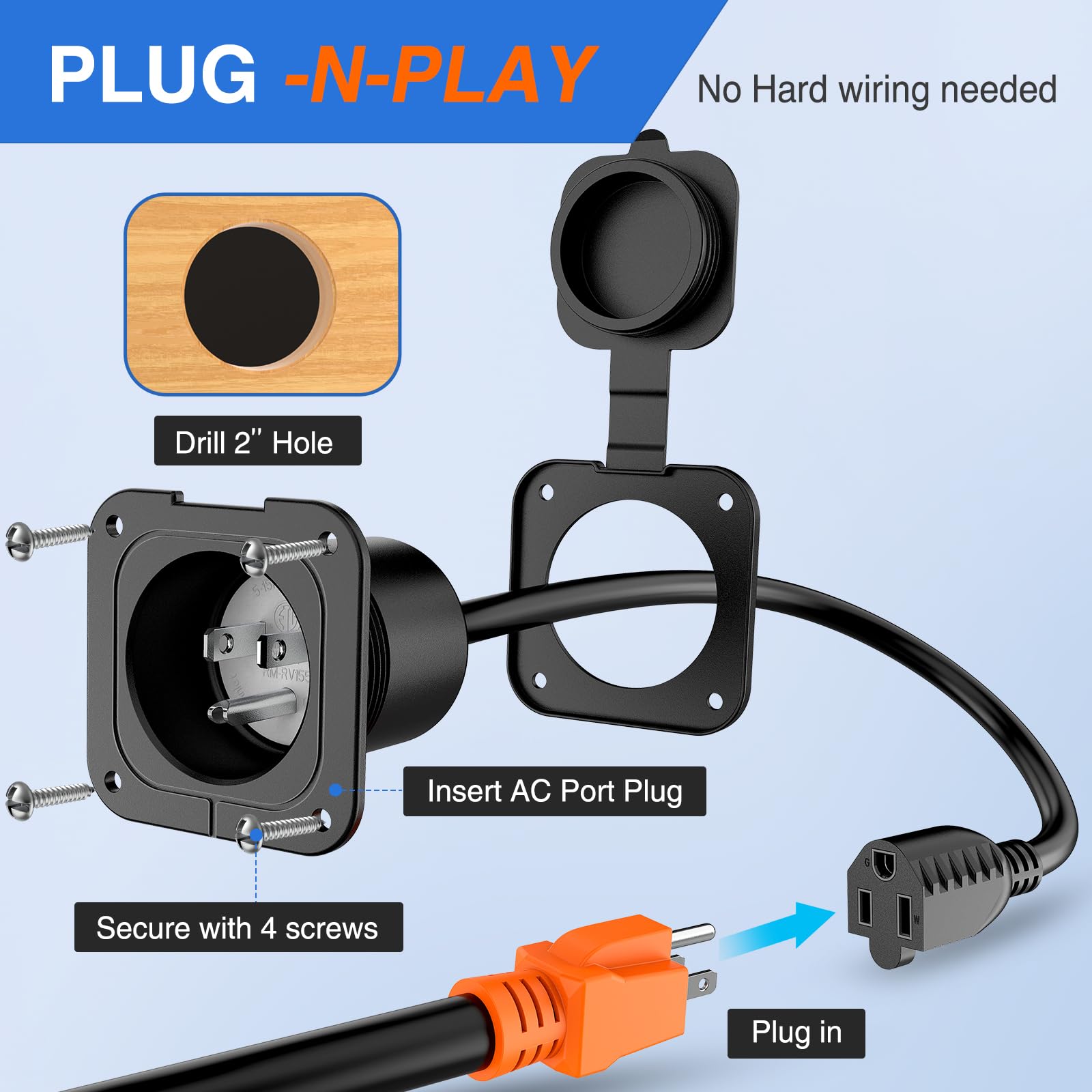 Foto 4 pulgar | Entrada Con Brida Rv Power Nilight, 15 A, 125 V, Puerto Ac Con Cable Etl - Venta Internacional.