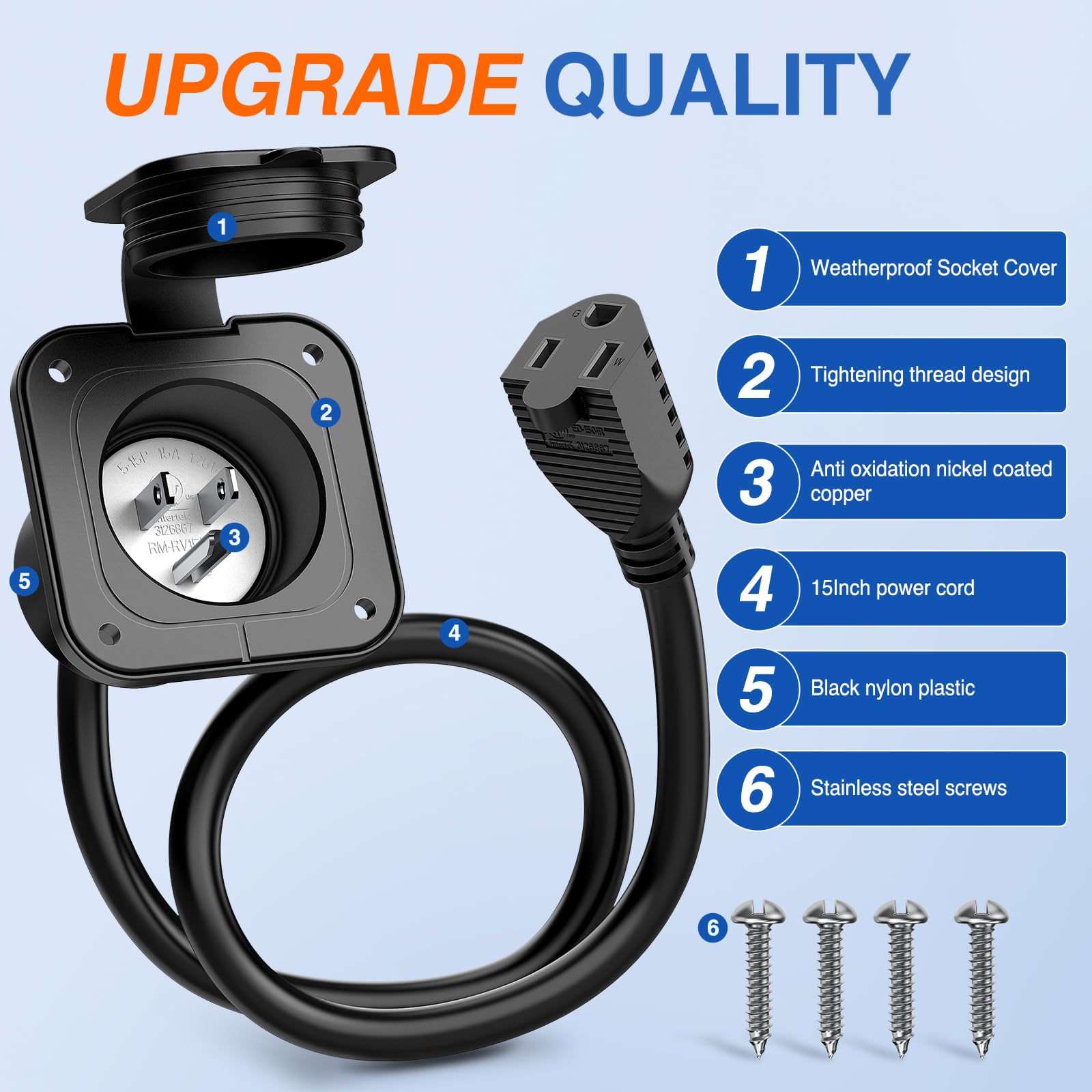Foto 5 pulgar | Entrada Con Brida Rv Power Nilight, 15 A, 125 V, Puerto Ac Con Cable Etl - Venta Internacional.