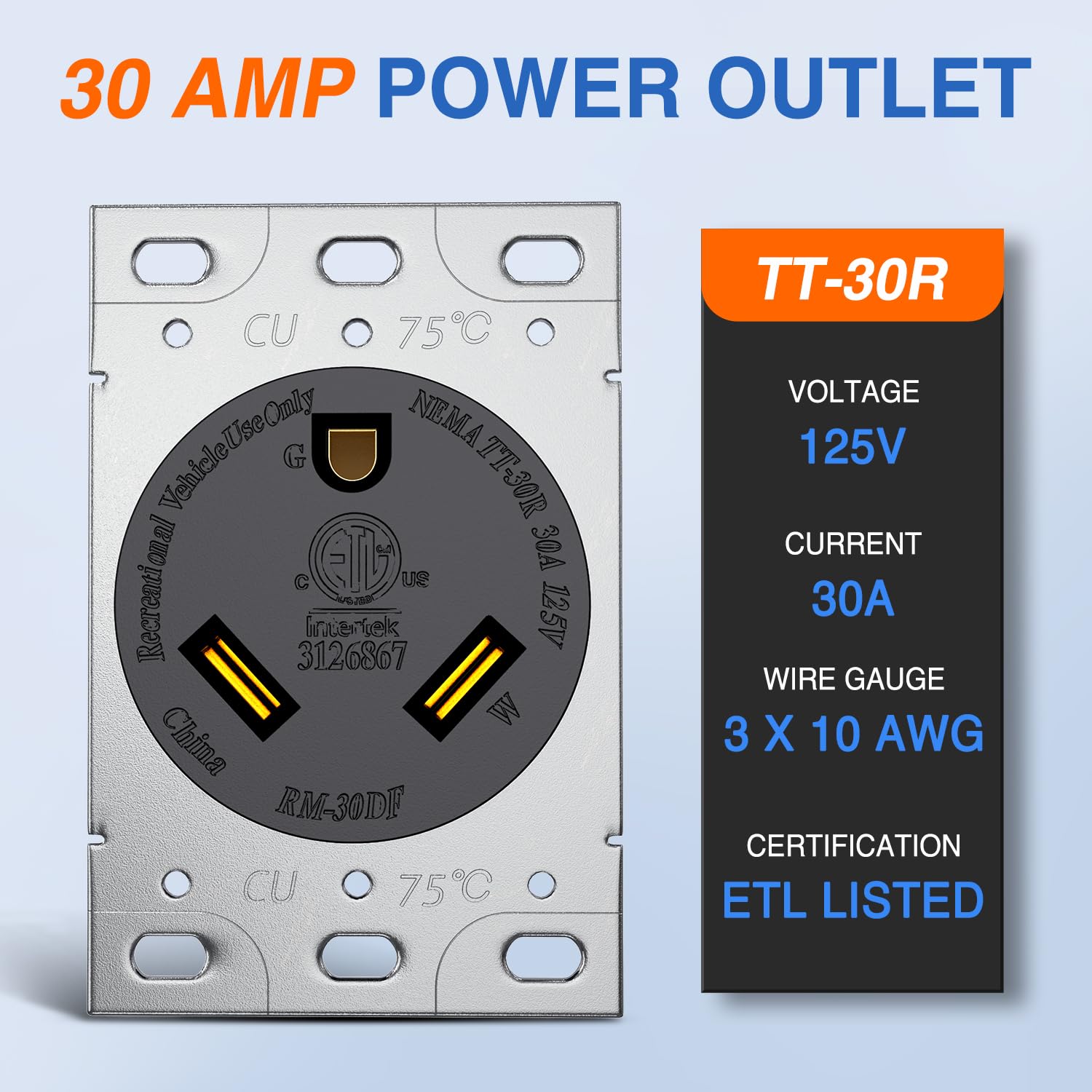 Foto 3 pulgar | Toma De Corriente Para Rv Nilight, 30 Amperios, 125 V, Nema Tt-30r, Con Certificación Etl - Venta Internacional.