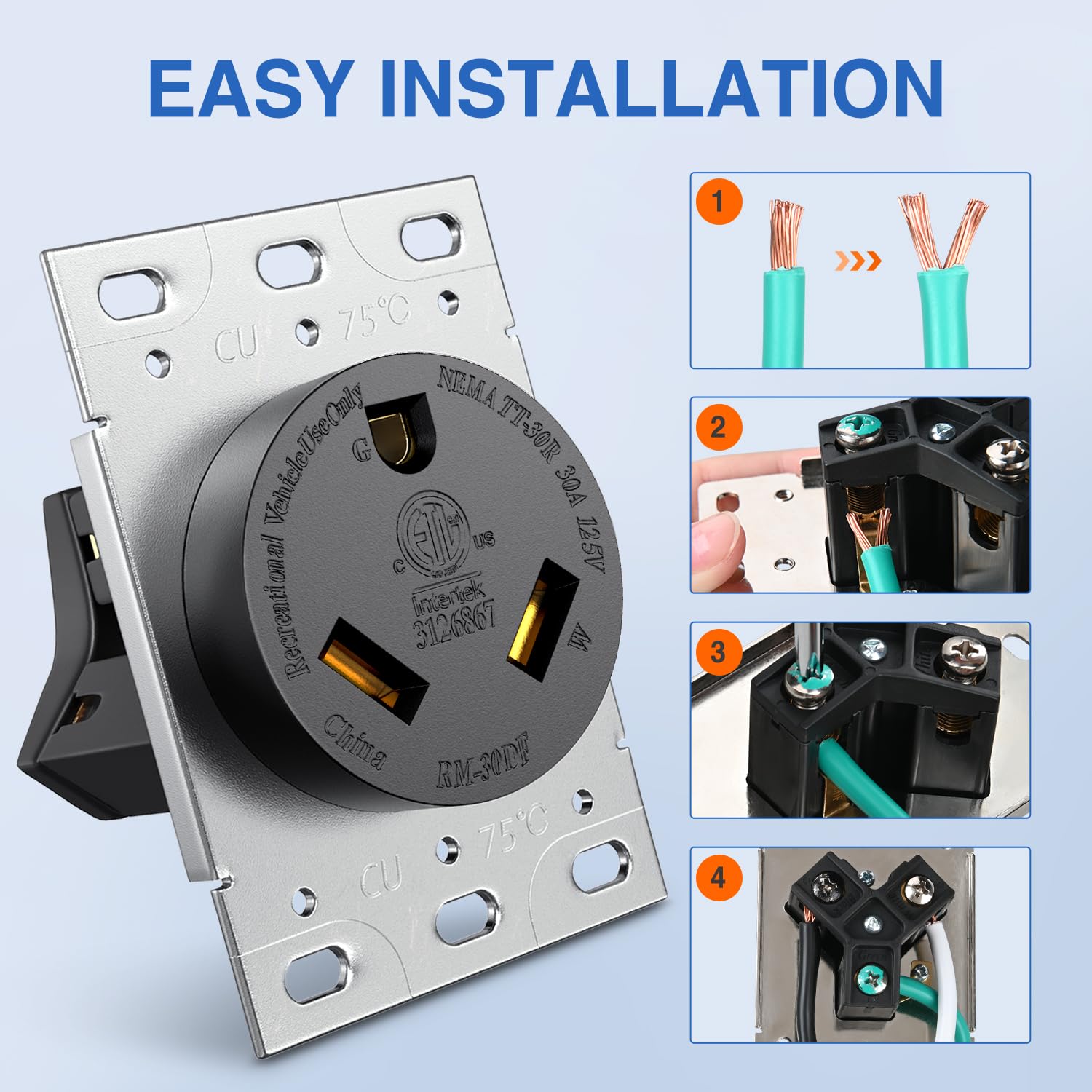 Foto 8 pulgar | Toma De Corriente Para Rv Nilight, 30 Amperios, 125 V, Nema Tt-30r, Con Certificación Etl - Venta Internacional.