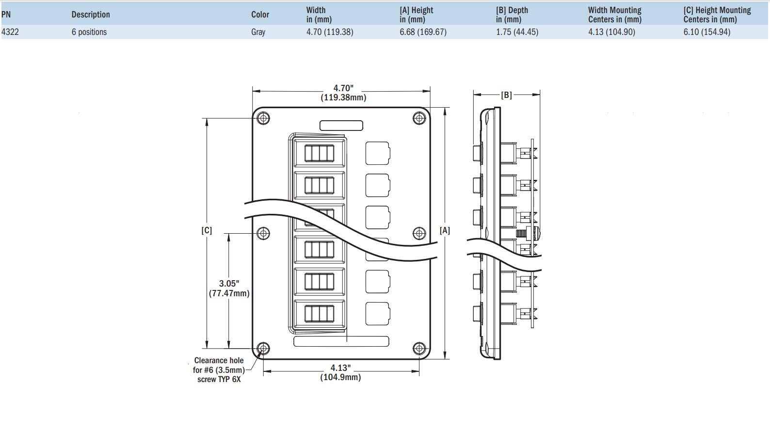 Foto 4 | Panel De Interruptores Blue Sea Systems Resistente Al Agua, 6 Posiciones - Venta Internacional.