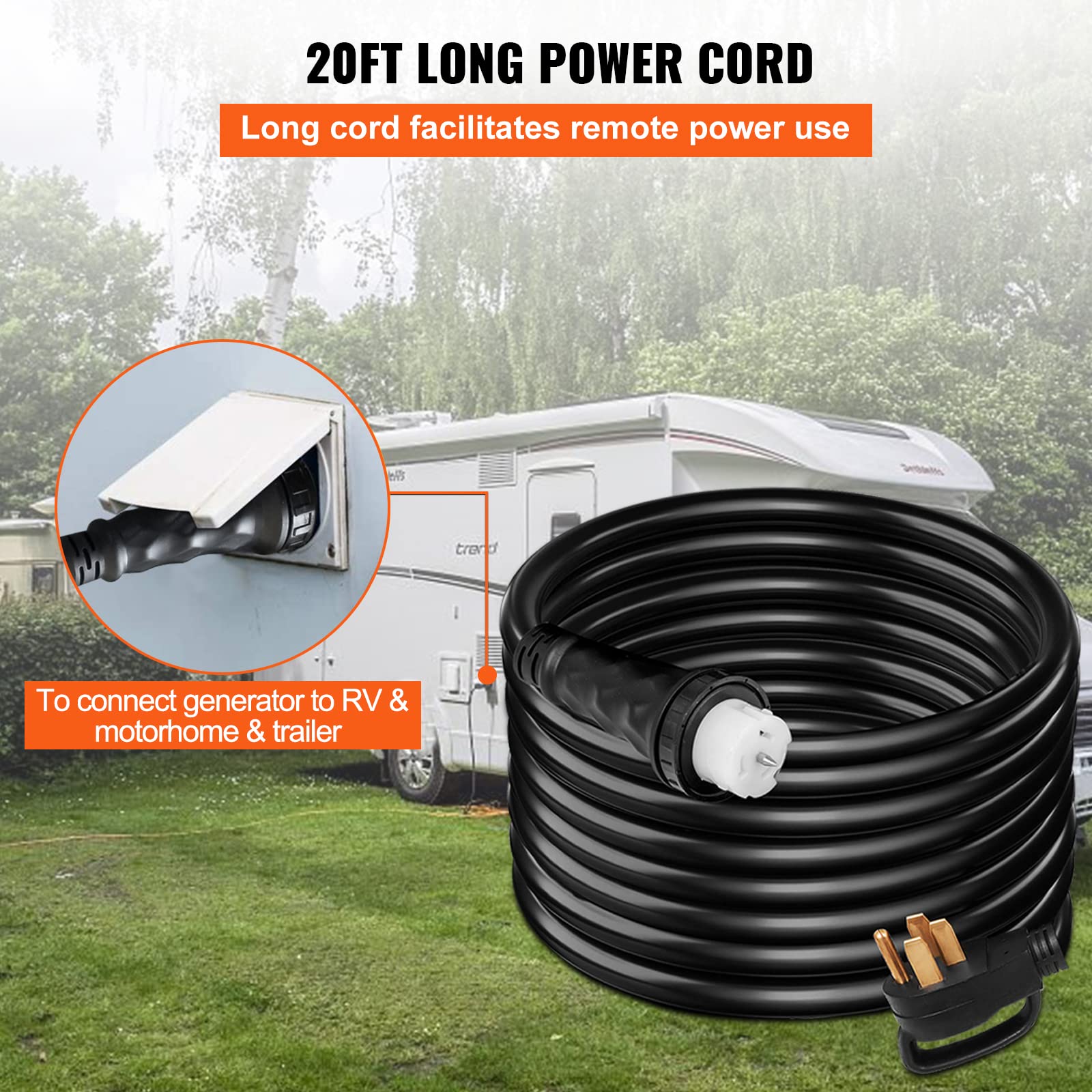 Foto 5 pulgar | Cable De Extensión Para Generador Vevor, 20 Pies, 50 A, Nema N14-50p Y Ss2-50r - Venta Internacional.