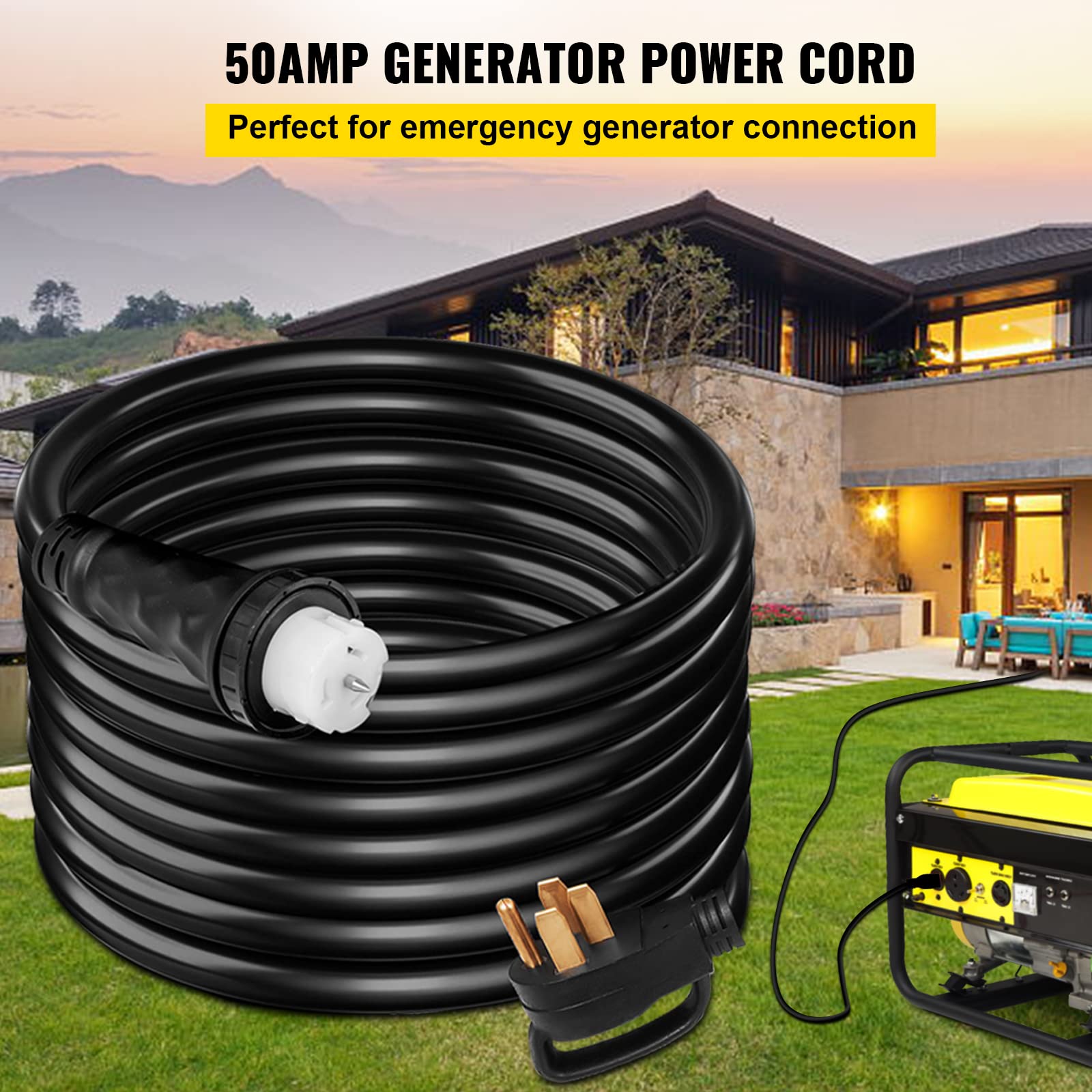 Foto 2 | Cable De Extensión Para Generador Vevor, 50 Pies, 50 Amperios, 125 V/250 V - Venta Internacional.