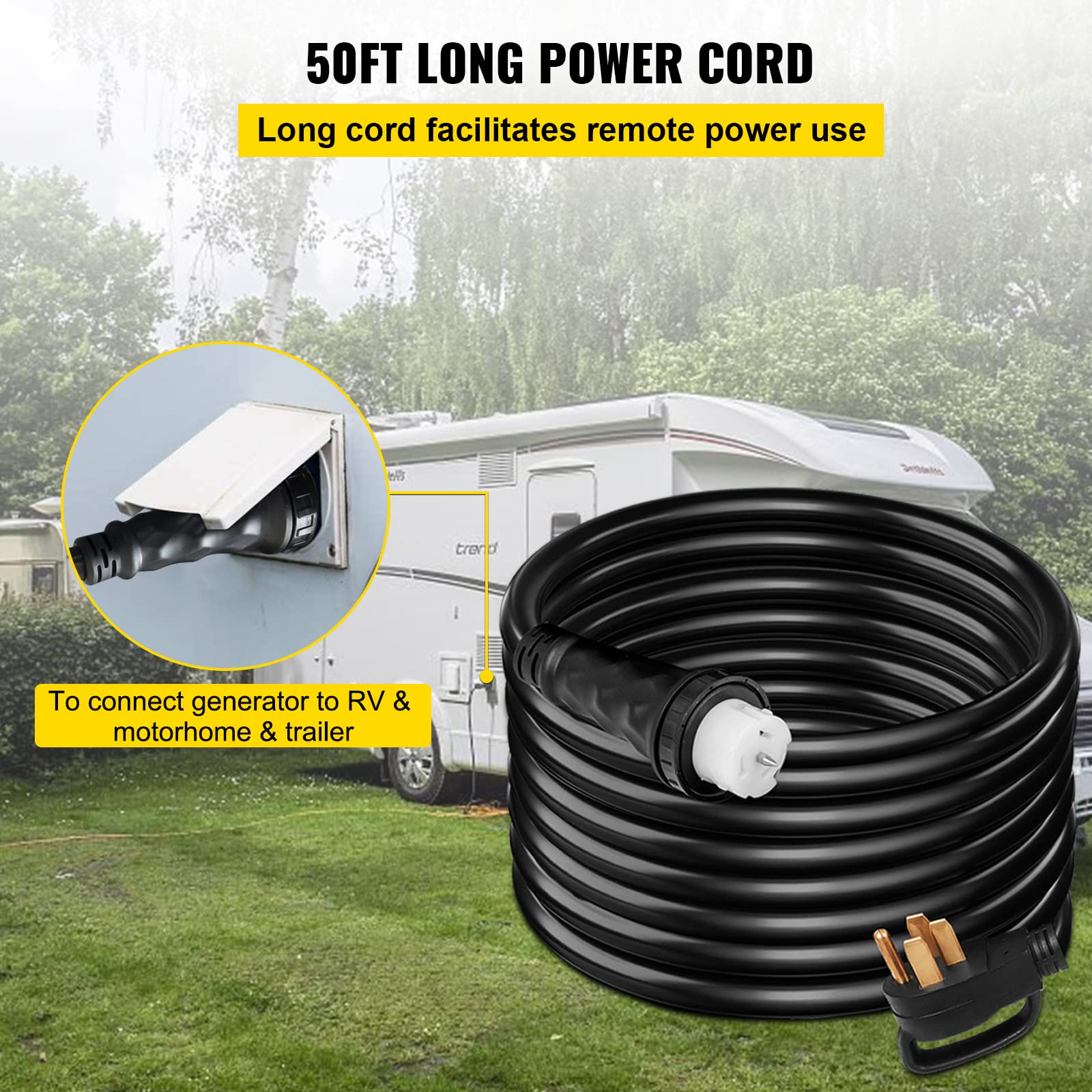 Foto 4 | Cable De Extensión Para Generador Vevor, 50 Pies, 50 Amperios, 125 V/250 V - Venta Internacional.