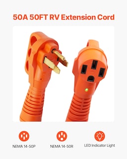 Foto 2 | Cable De Extensión Vevor Para Rv, 50 Amperios, 15 M, Con Indicador Led Adaptador - Venta Internacional.