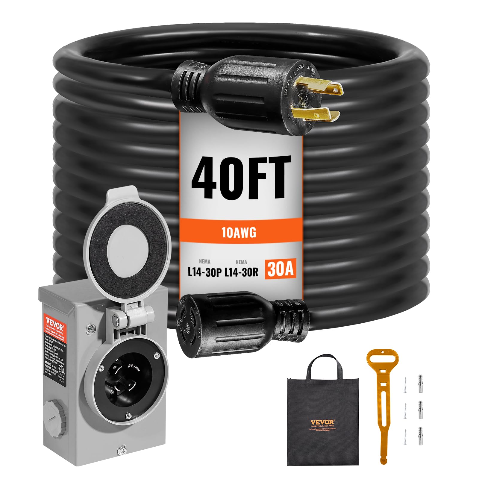 Foto 2 pulgar | Kit De Cable De Generador Y Caja De Entrada De Alimentación Vevor 30 A 40 Pies - Venta Internacional.