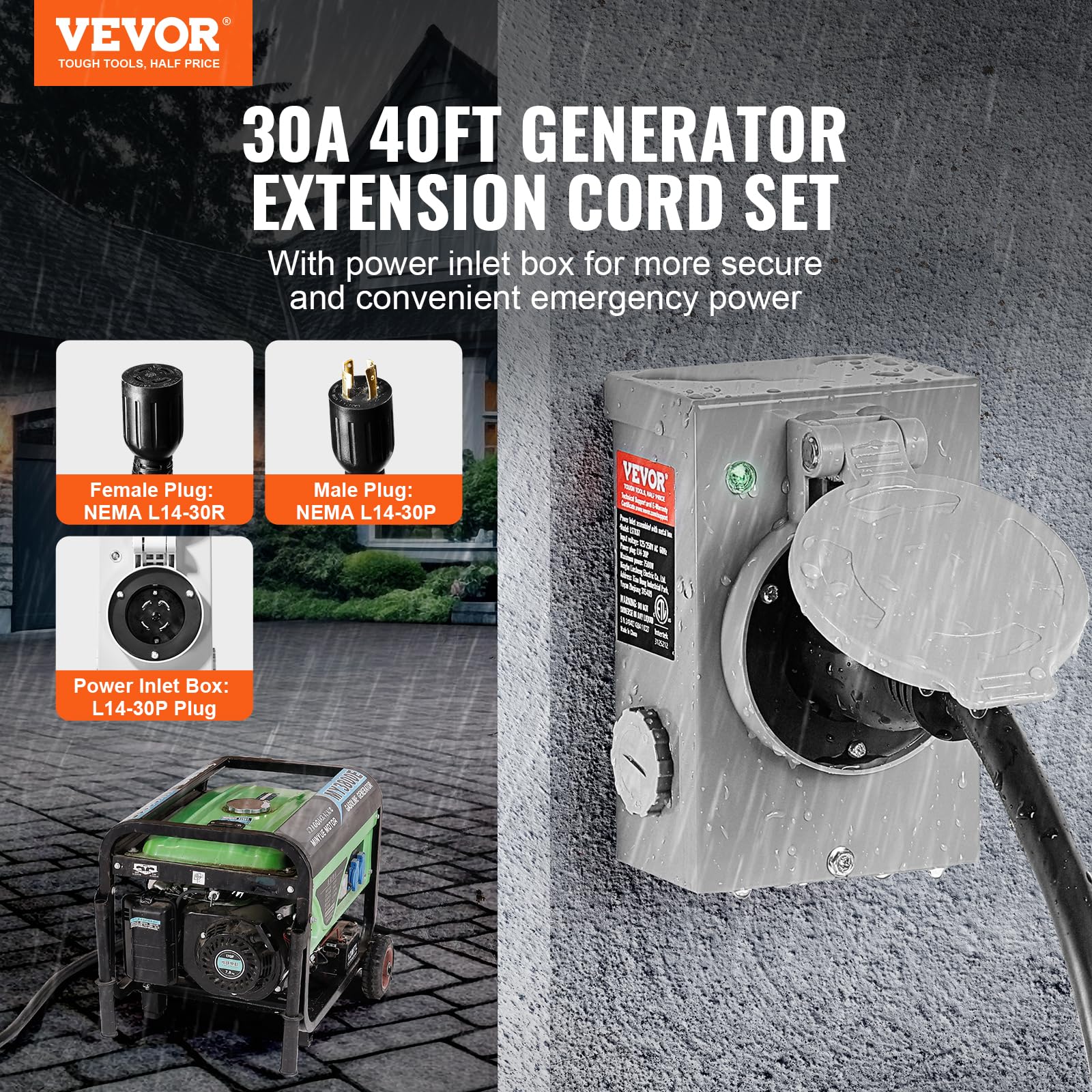 Foto 3 pulgar | Kit De Cable De Generador Y Caja De Entrada De Alimentación Vevor 30 A 40 Pies - Venta Internacional.