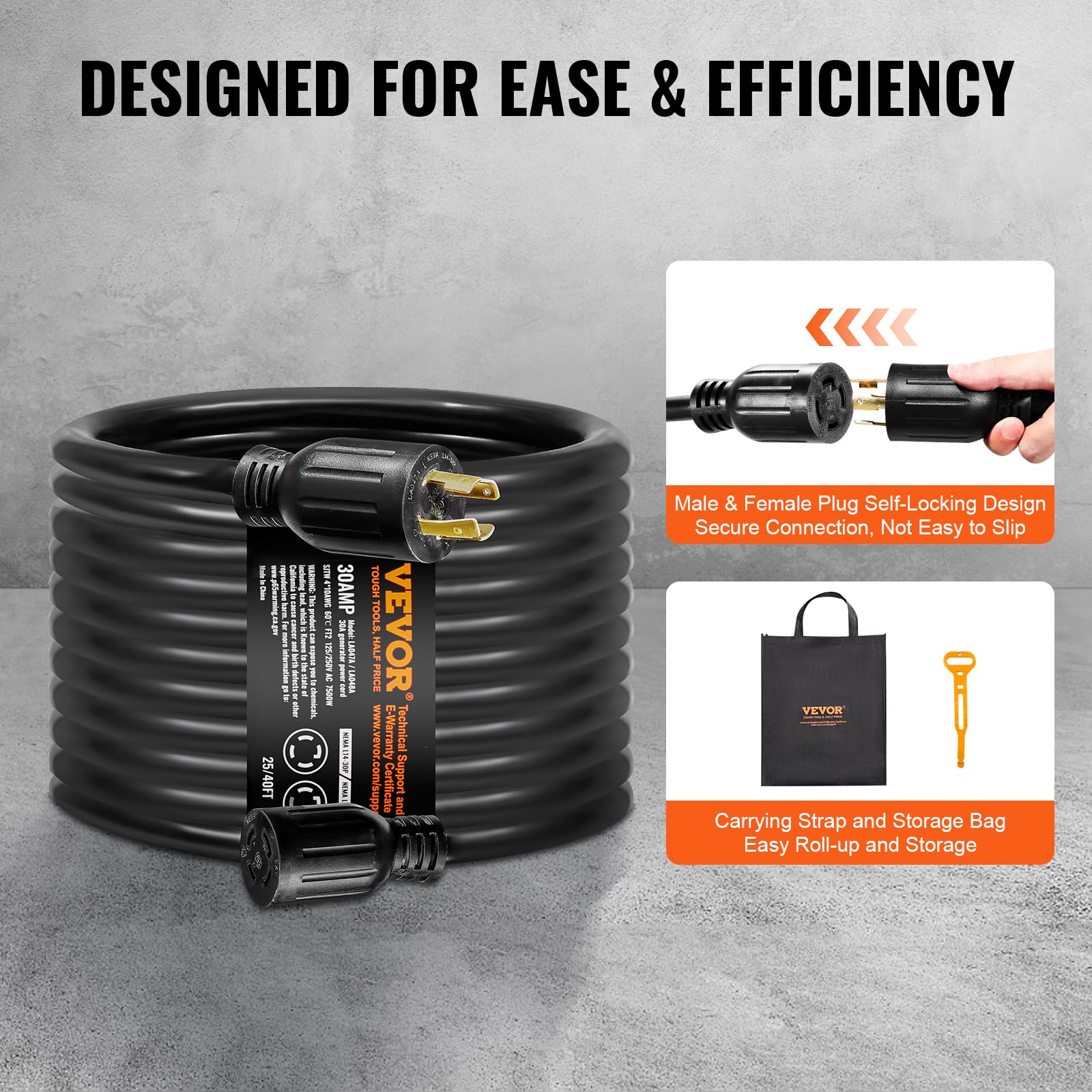 Foto 7 pulgar | Kit De Cable De Generador Y Caja De Entrada De Alimentación Vevor 30 A 40 Pies - Venta Internacional.