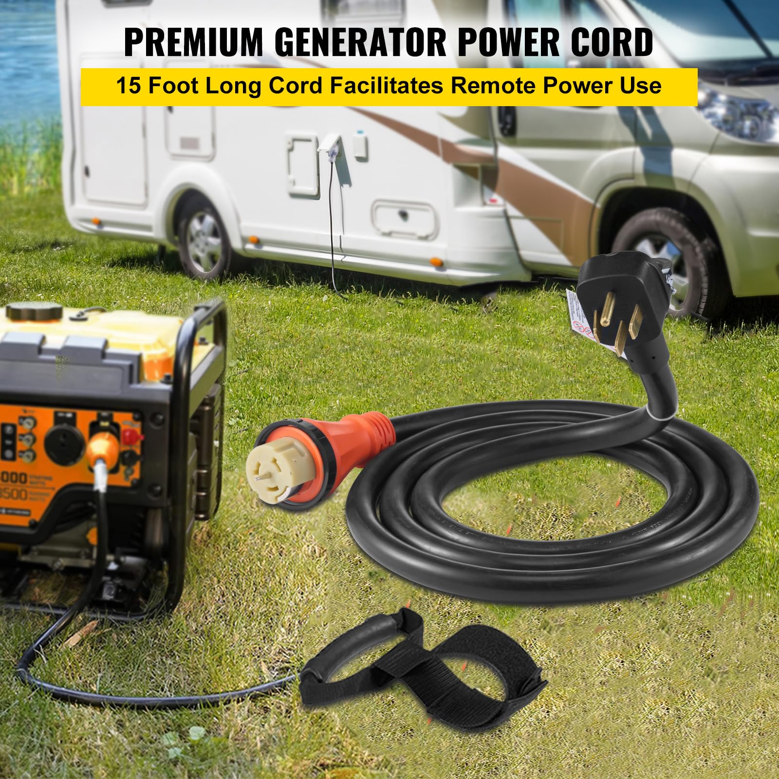 Foto 3 pulgar | Cable De Extensión Para Generador Vevor, 50 Amperios, 15 Pies, 1200 W, 125/250 V - Venta Internacional.