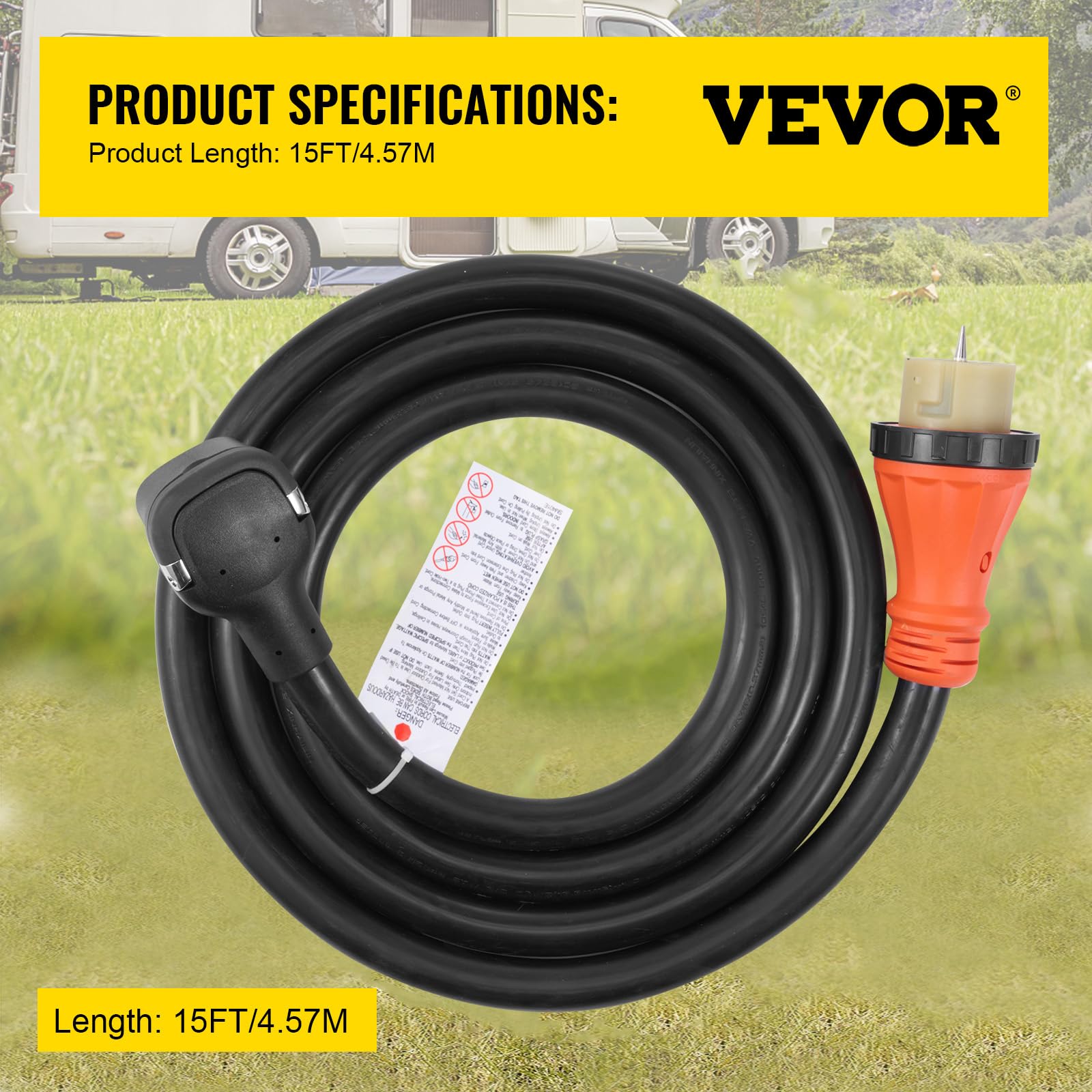 Foto 7 | Cable De Extensión Para Generador Vevor, 50 Amperios, 15 Pies, 1200 W, 125/250 V - Venta Internacional.