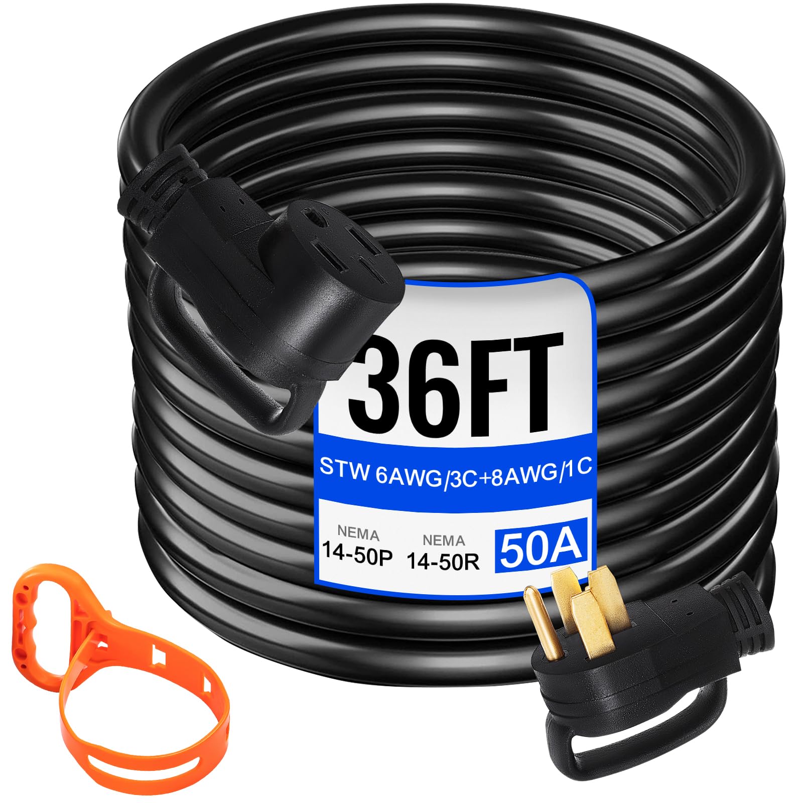 Foto 1 | Cable De Extensión Para Vehículos Recreativos Vevor, 36 Pies, 50 A, Nema 14-50p A 14-50r - Venta Internacional.