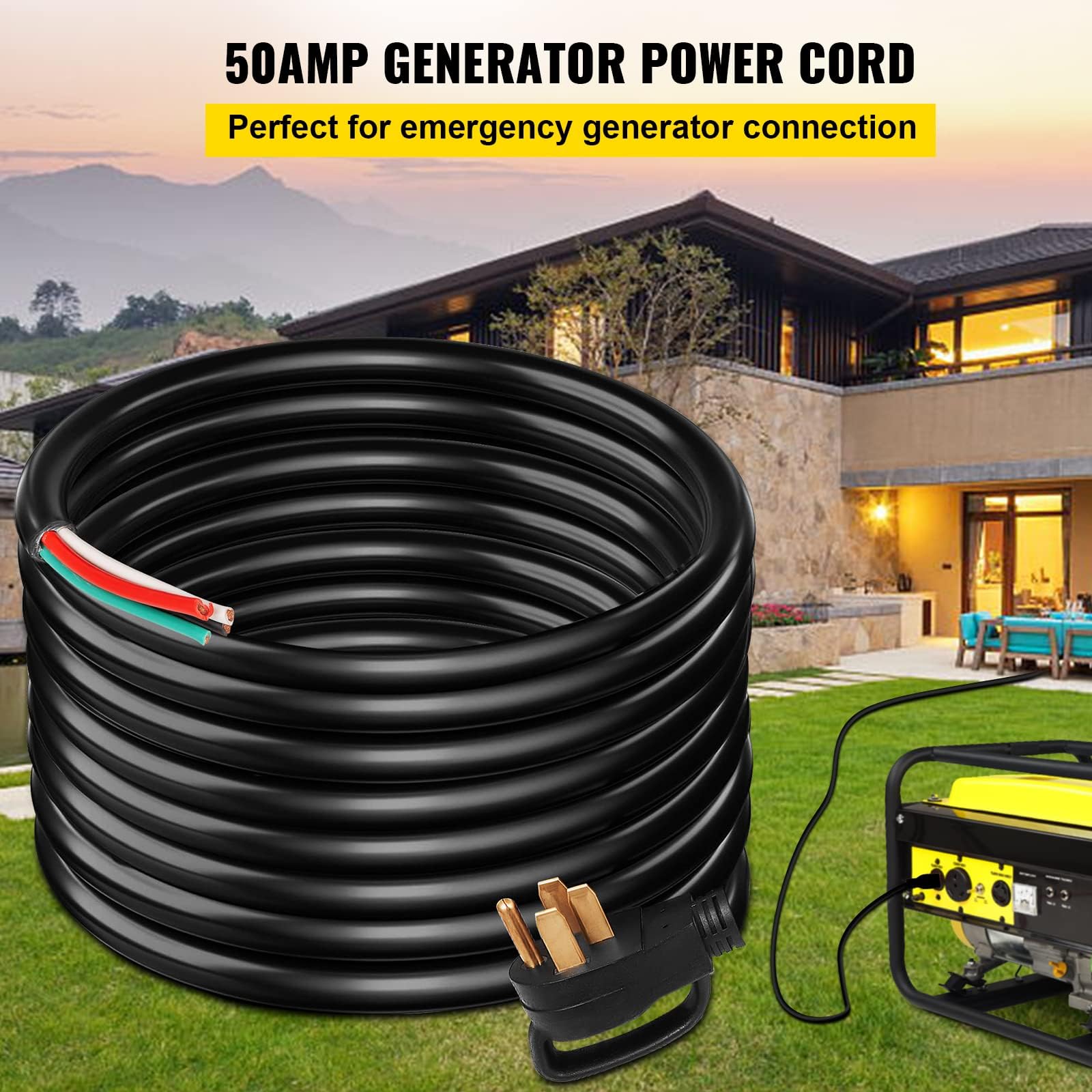 Foto 2 | Cable De Extensión Para Generador Vevor, 30 Pies, 50 A, Calibre 6, Stw Rv Power - Venta Internacional.
