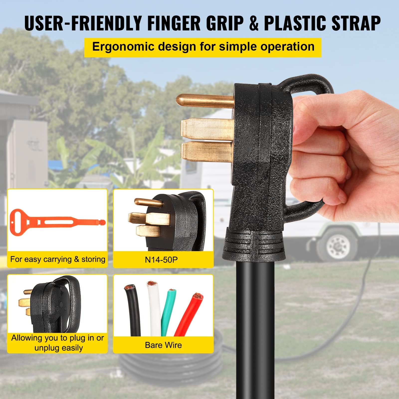 Foto 5 pulgar | Cable De Extensión Para Generador Vevor, 30 Pies, 50 A, Calibre 6, Stw Rv Power - Venta Internacional.
