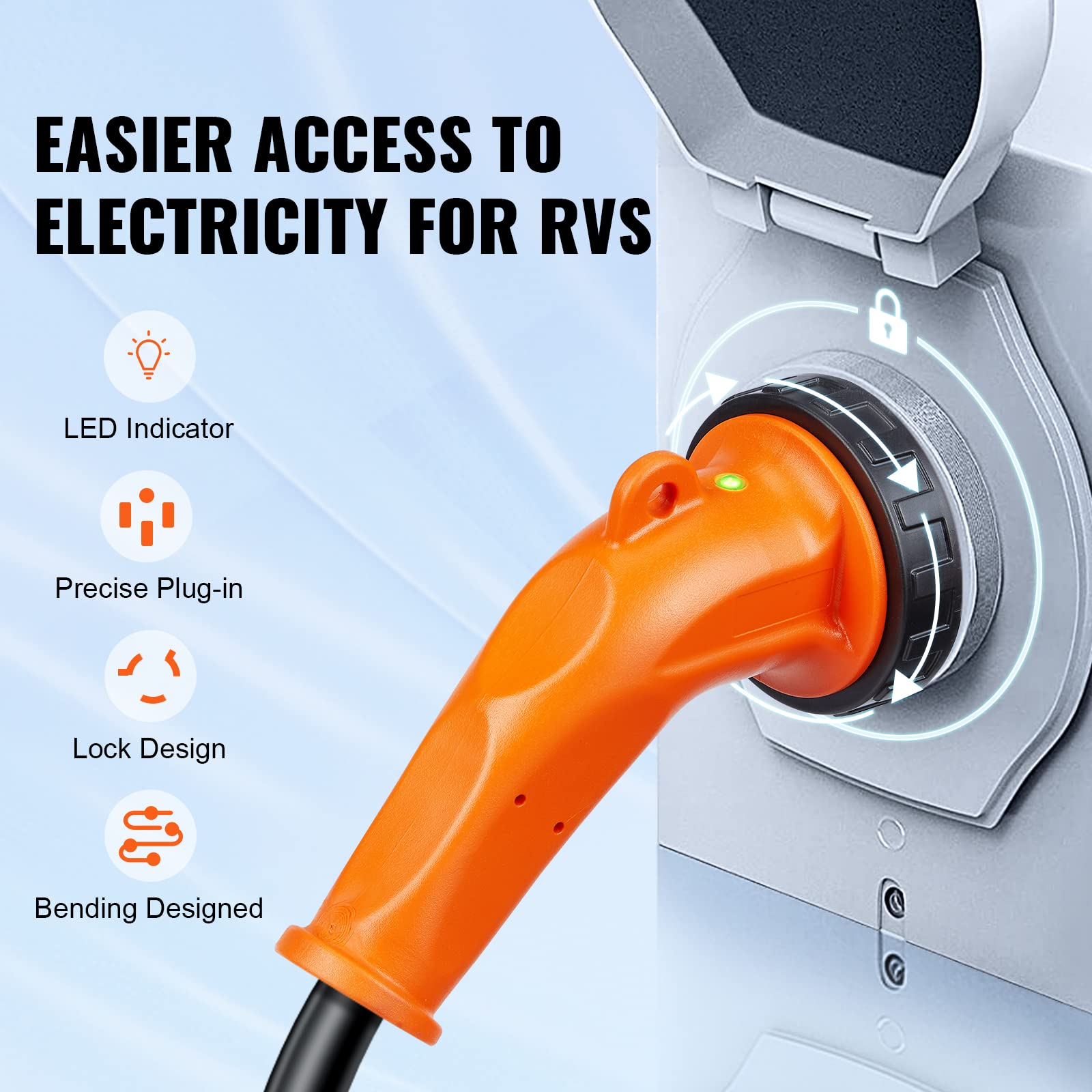 Foto 2 | Cable De Alimentación Vevor Para Vehículos Recreativos, 50 Pies, 50 Amperios, Con Indicador Led Etl - Venta Internac