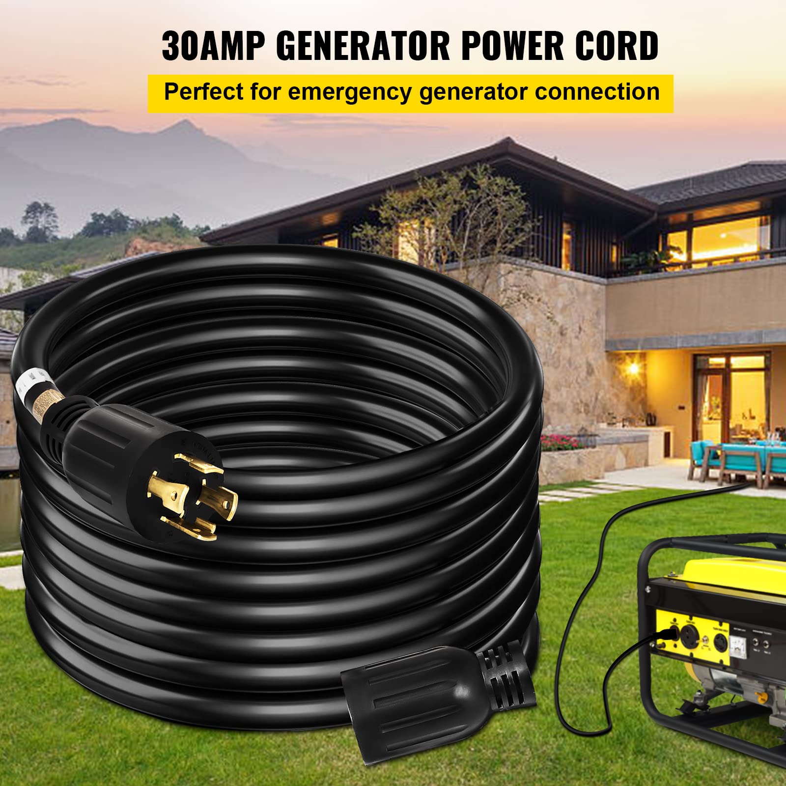 Foto 3 pulgar | Cable De Extensión Para Generador Vevor, 40 Pies, 30 A, 7500 W, Calibre 10, 4 Pro - Venta Internacional.