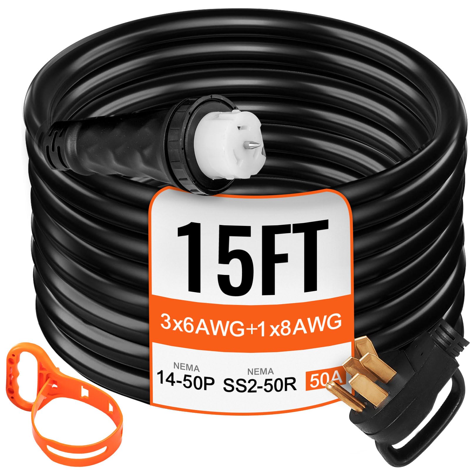 Foto 2 pulgar | Cable De Extensión Para Generador Vevor, 15 Pies, 50 A, Nema 14-50p A Ss2-50r - Venta Internacional.