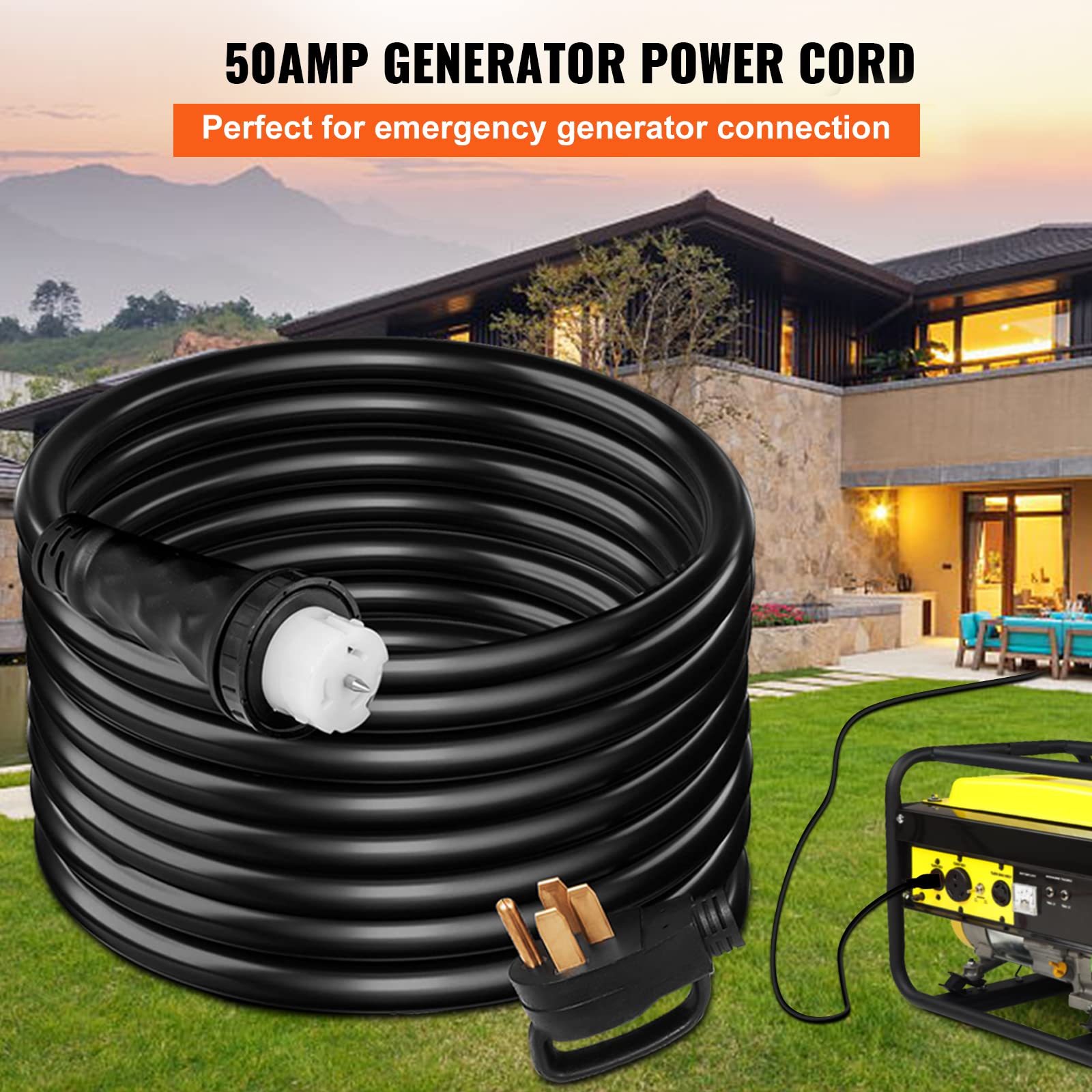 Foto 3 pulgar | Cable De Extensión Para Generador Vevor, 15 Pies, 50 A, Nema 14-50p A Ss2-50r - Venta Internacional.