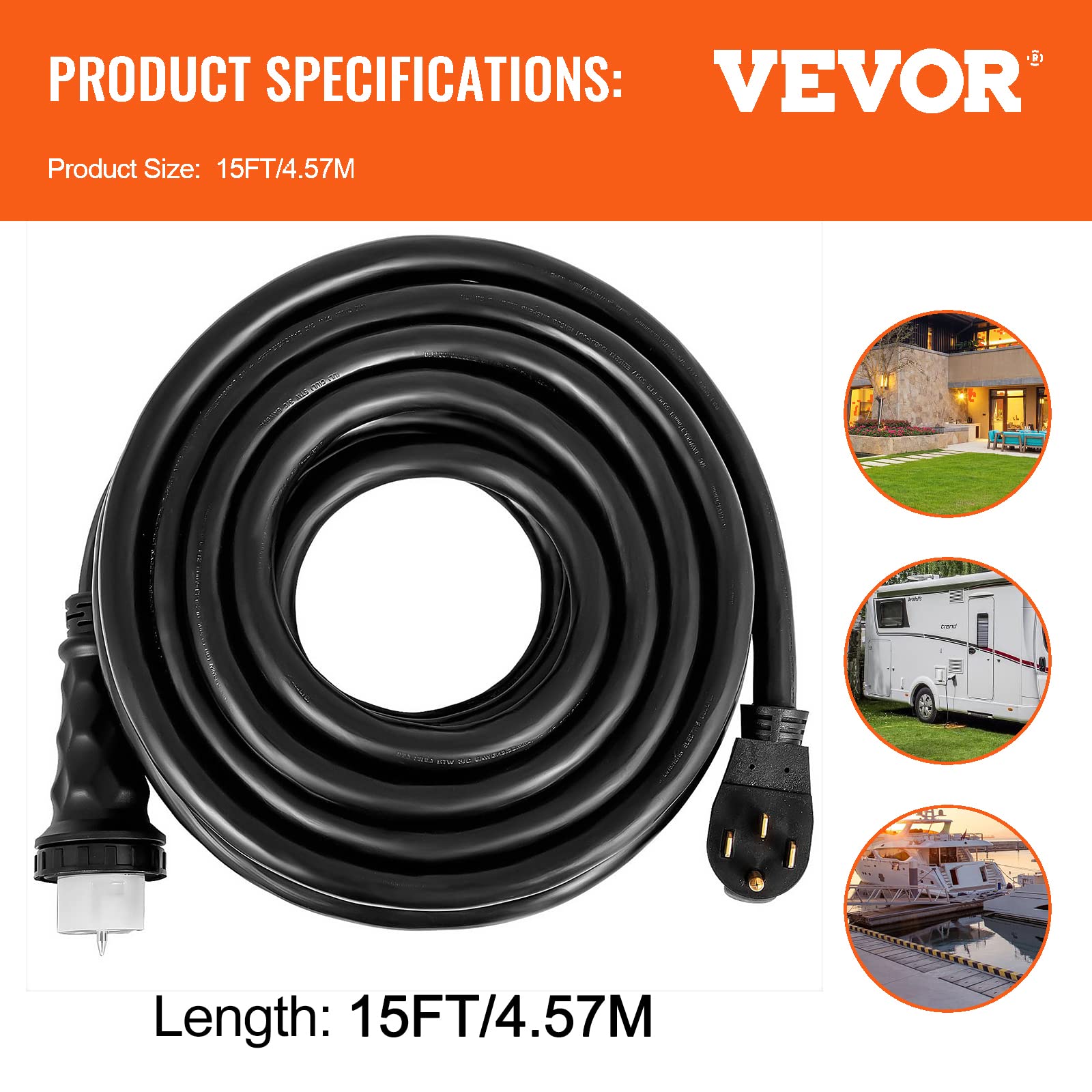 Foto 8 pulgar | Cable De Extensión Para Generador Vevor, 15 Pies, 50 A, Nema 14-50p A Ss2-50r - Venta Internacional.
