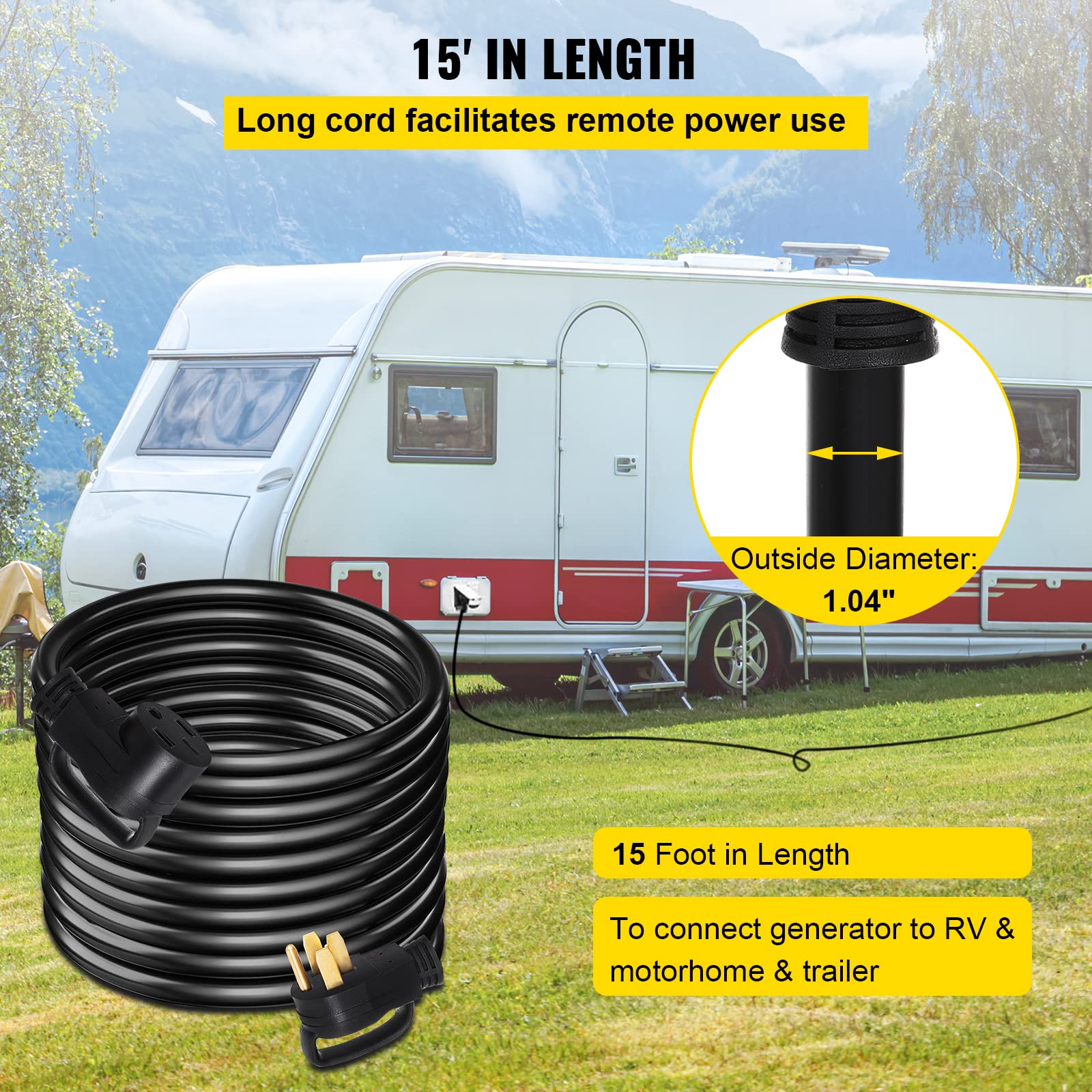 Foto 4 | Cable De Extensión Para Rv Vevor, 15 Pies, 50 A, Nema N14-50p A N14-50r, 125/250 V - Venta Internacional.