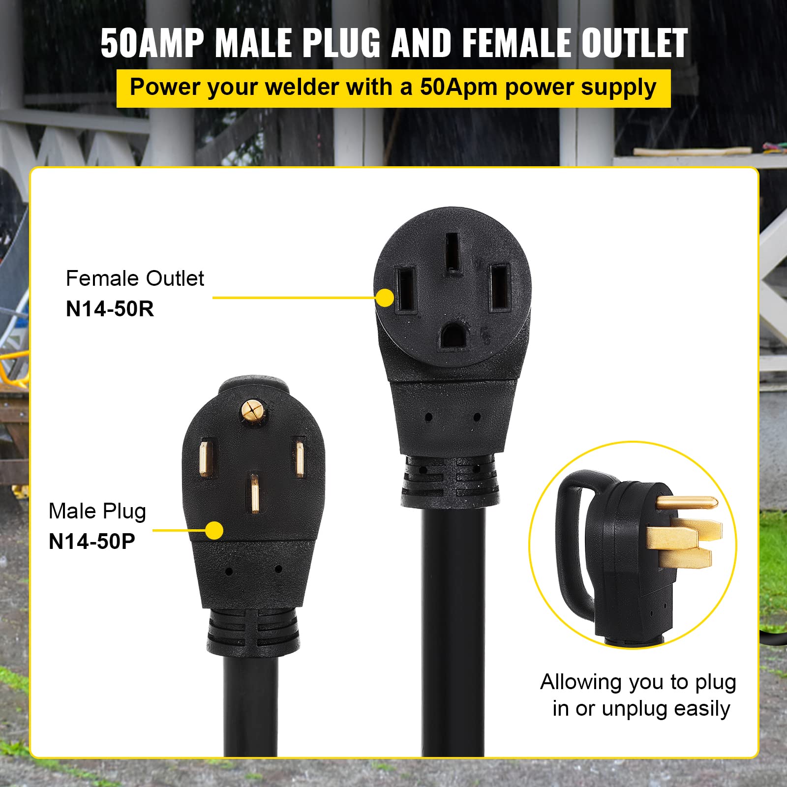 Foto 6 pulgar | Cable De Extensión Para Rv Vevor, 15 Pies, 50 A, Nema N14-50p A N14-50r, 125/250 V - Venta Internacional.