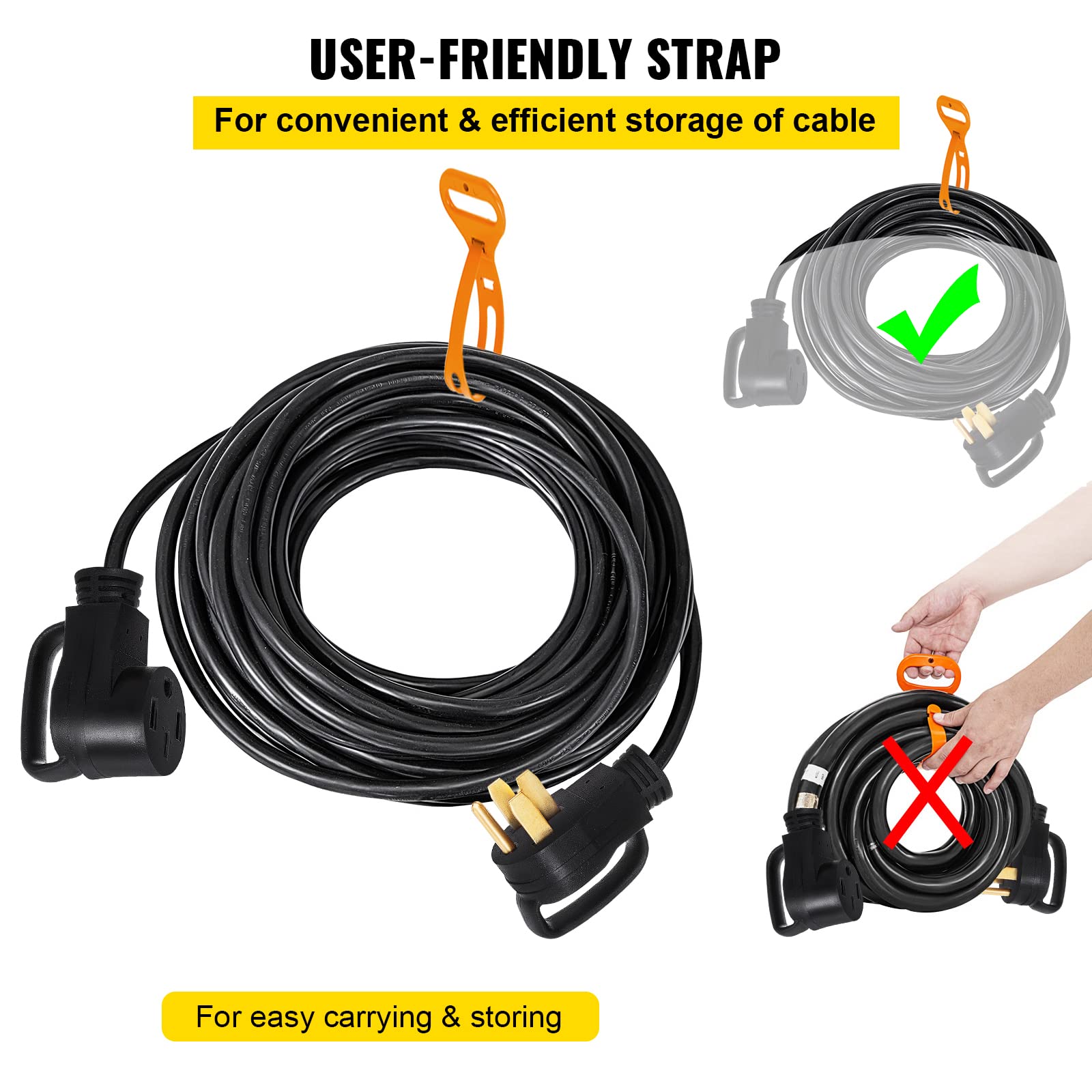 Foto 7 pulgar | Cable De Extensión Para Rv Vevor, 15 Pies, 50 A, Nema N14-50p A N14-50r, 125/250 V - Venta Internacional.
