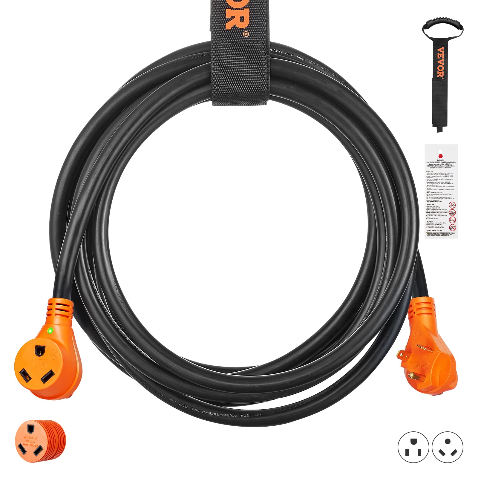 Foto 2 pulgar | Cable De Extensión Para Rv Vevor De 30 Amperios Y 50 Pies Con Nema Tt-30r Tt-30p - Venta Internacional.