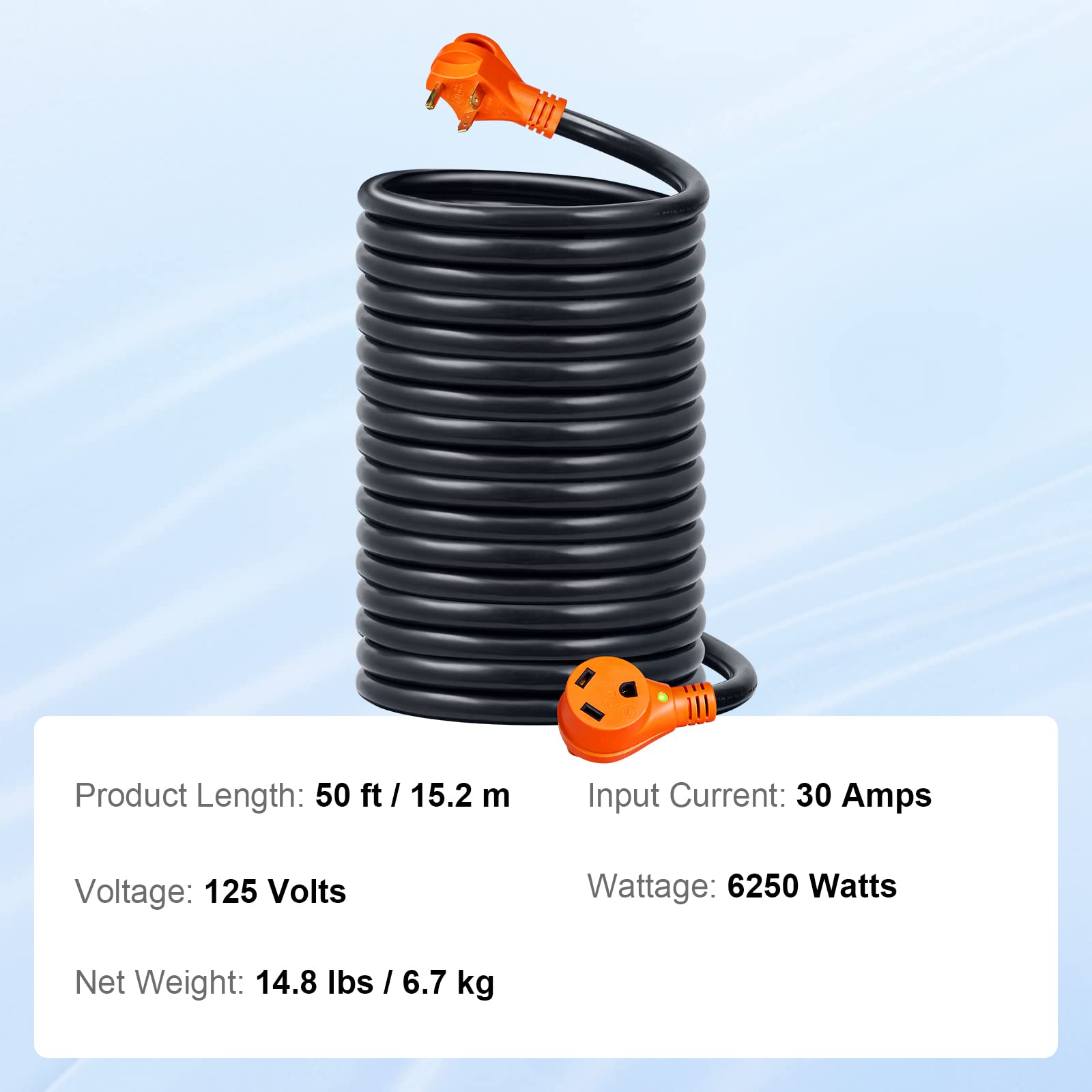 Foto 8 pulgar | Cable De Extensión Para Rv Vevor De 30 Amperios Y 50 Pies Con Nema Tt-30r Tt-30p - Venta Internacional.