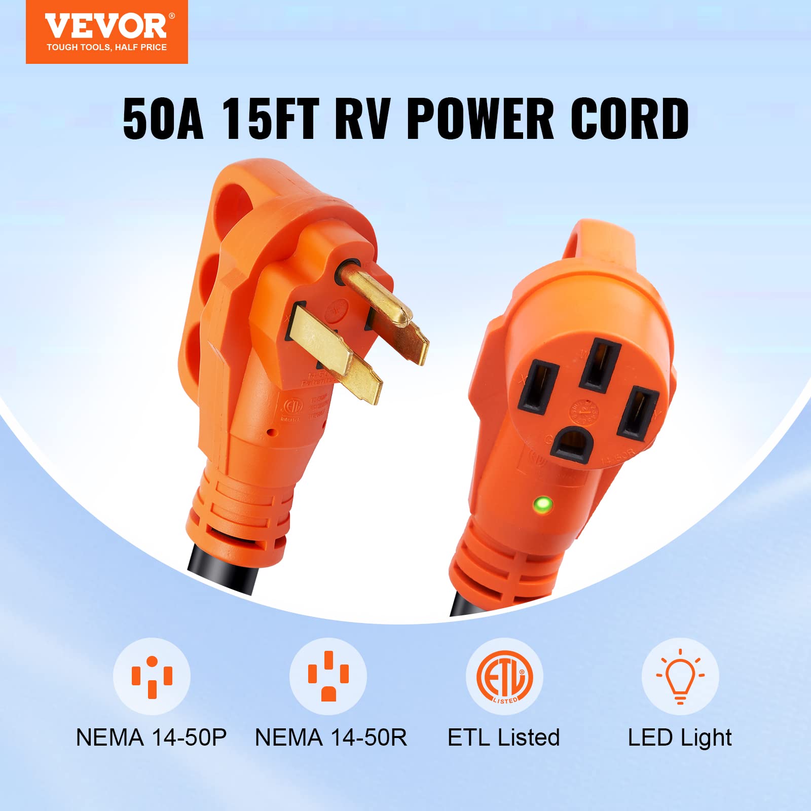 Foto 2 | Cable De Extensión Vevor Para Vehículos Recreativos, 50 Amperios, 15 Pies, Con Enchufe Nema 14-50r/f - Venta Intern