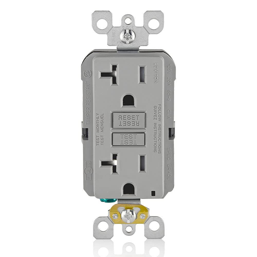 Foto 1 | Salida Gfci Leviton De 20 Amperios, Autocomprobación, Resistente A Manipulaciones, Gris - Venta Internacional.