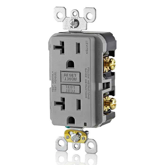 Foto 6 | Salida Gfci Leviton De 20 Amperios, Autocomprobación, Resistente A Manipulaciones, Gris - Venta Internacional.