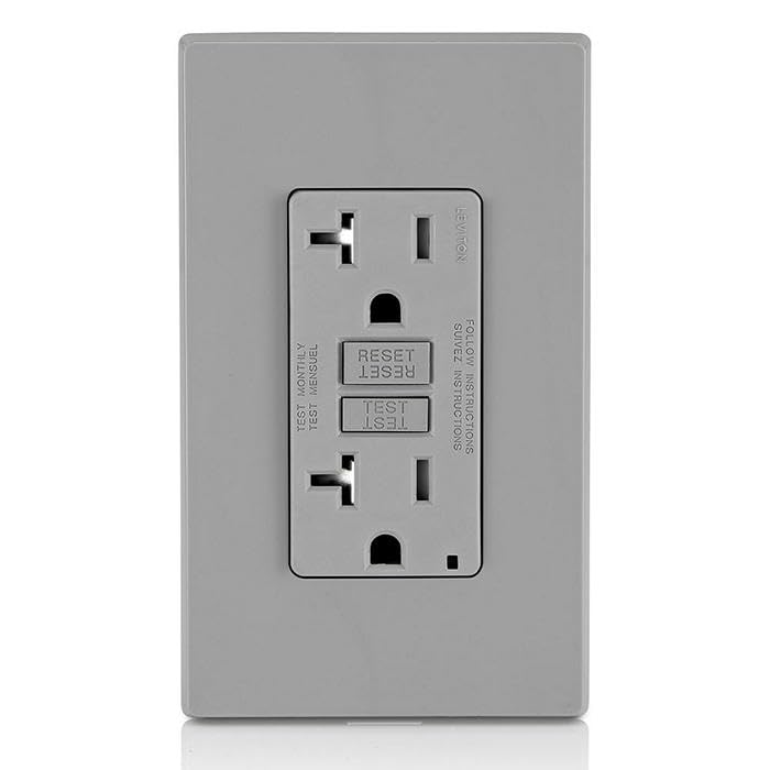 Foto 7 | Salida Gfci Leviton De 20 Amperios, Autocomprobación, Resistente A Manipulaciones, Gris - Venta Internacional.
