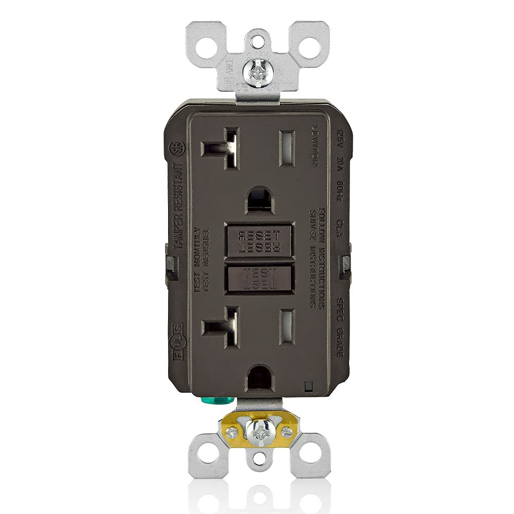 Foto 2 pulgar | Salida Gfci Leviton De 20 Amperios, Autocomprobación, Resistente A Manipulaciones, Marrón - Venta Internacional.