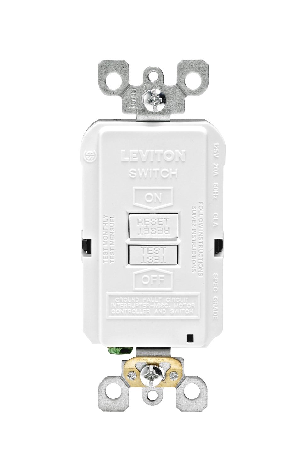 Foto 2 pulgar | Autotest Gfci Leviton Gfrbf-w De Blank Face, 20 A, Con Led Blanco - Venta Internacional.