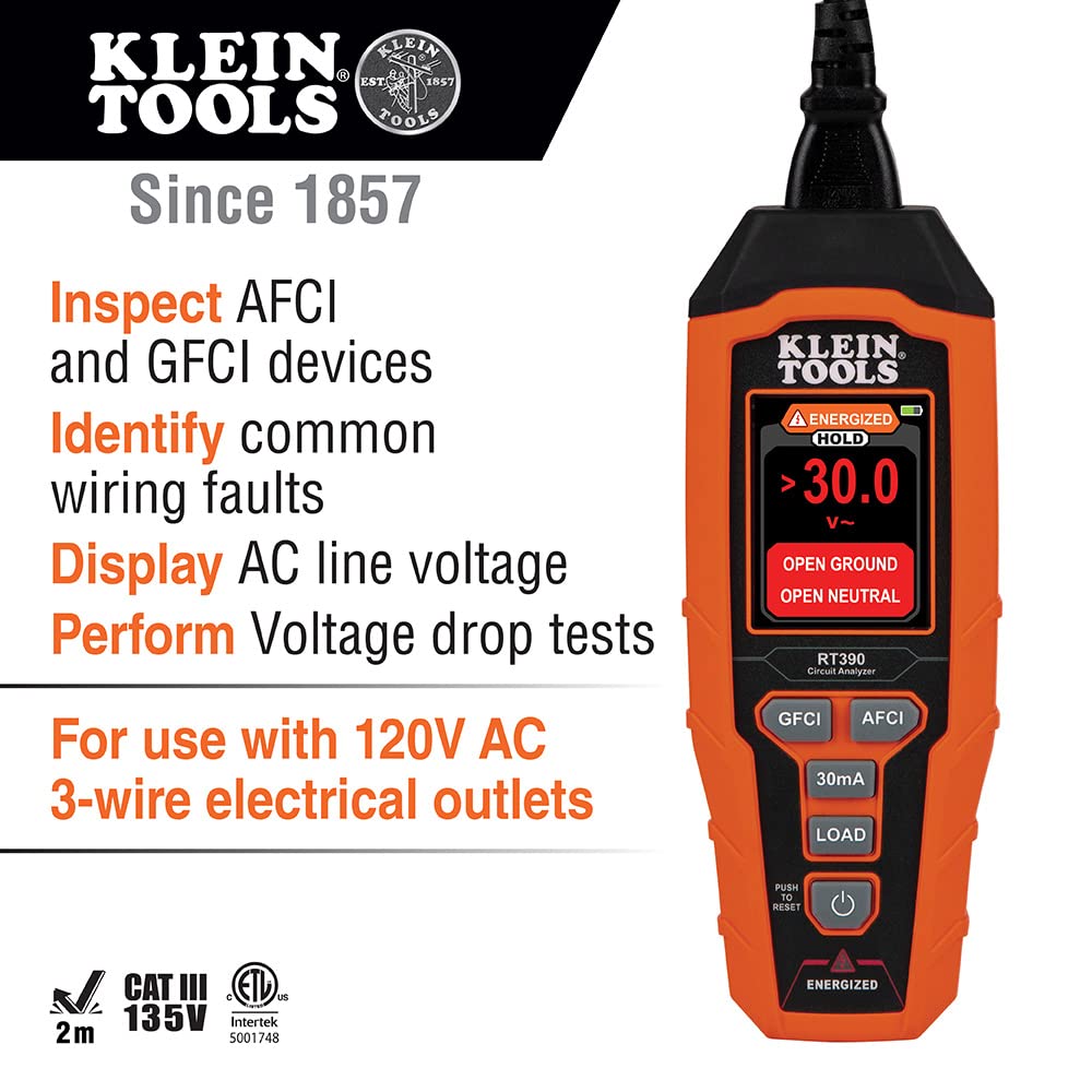 Foto 3 pulgar | Analizador De Circuitos Klein Tools Rt390 Con Comprobador Lcd, Gfci Y Afci - Venta Internacional.