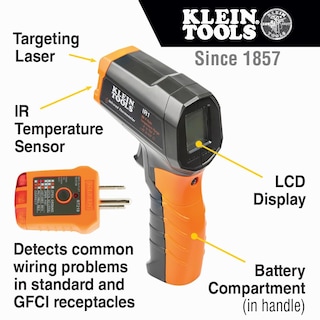 Foto 2 | Kit De Termómetro Infrarrojo Y Comprobador De Receptáculos Gfci Klein Ir1kit - Venta Internacional.