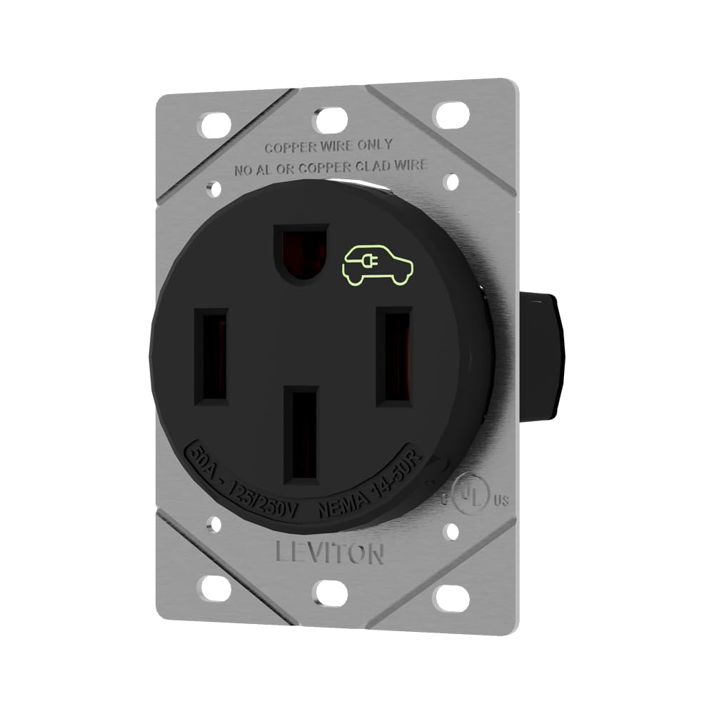 Foto 2 pulgar | Receptáculo De Carga Leviton 1450r, 50 Amperios, Vehículo Eléctrico Pesado, Negro - Venta Internacional.