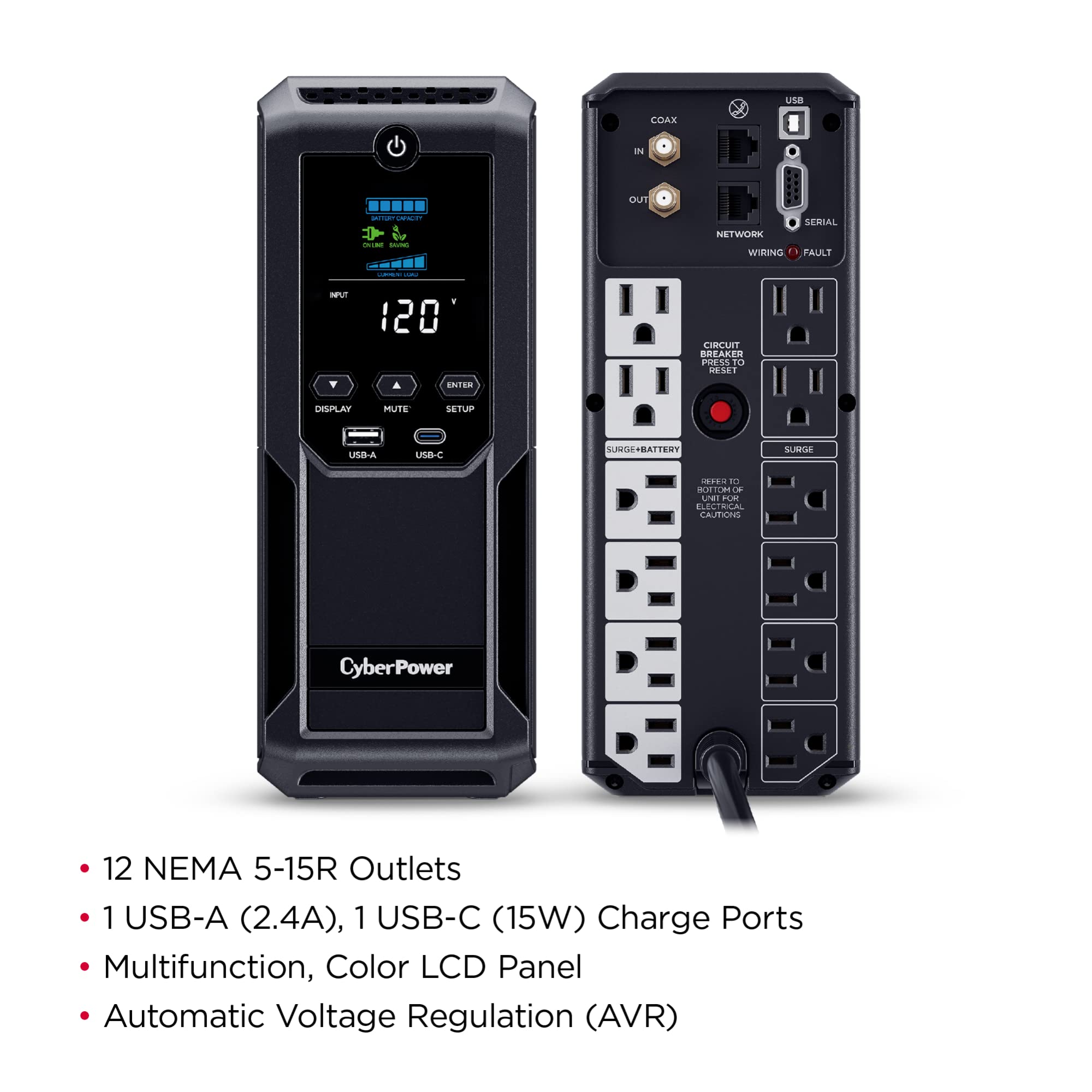 Foto 3 | Ups Cyberpower Cp1500avrlcd3 1500 Va/900 W 12 Enchufes - Venta Internacional.