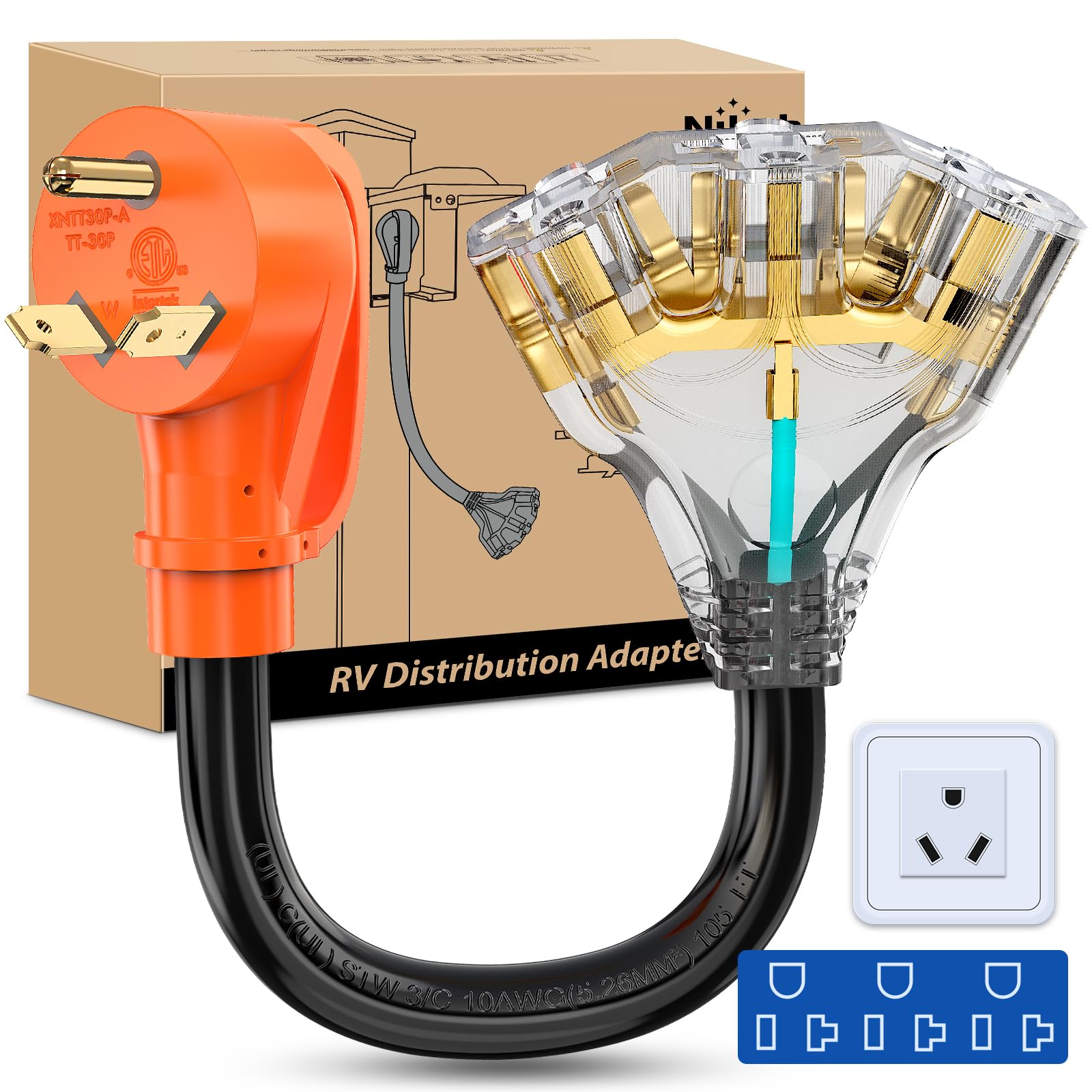 Foto 1 | Cable Adaptador Rv Nilight De 30 A A 110 V, 3 Clavijas Tt-30p Macho - Venta Internacional.