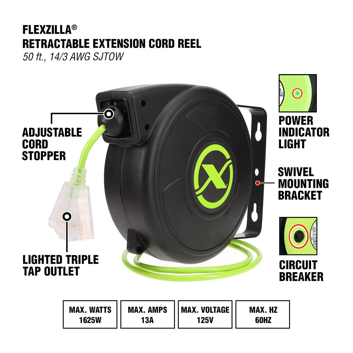 Foto 4 pulgar | Carrete De Cable De Extensión Retráctil Flexzilla Fz8140503 De 50 Pies - Venta Internacional.